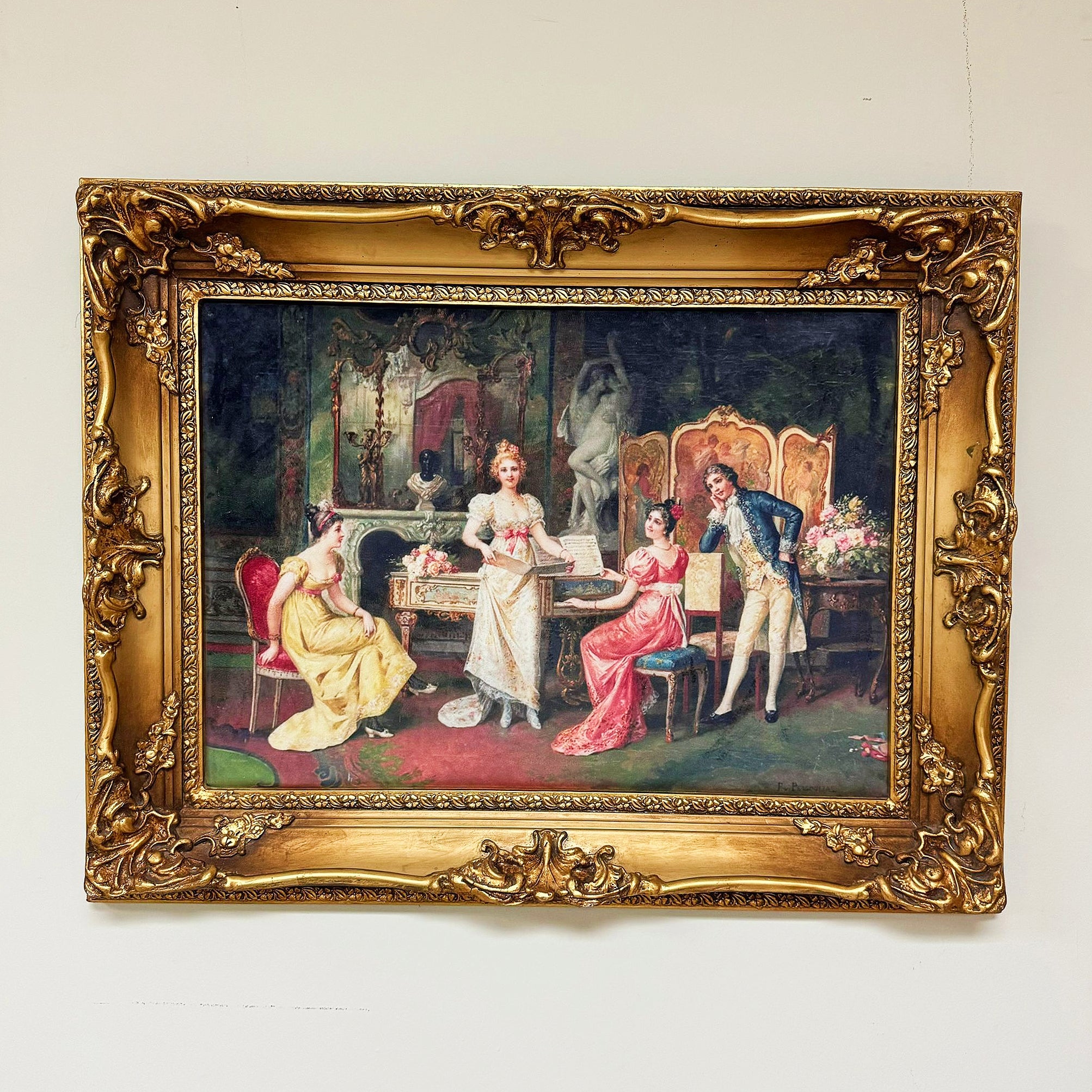 Painting Print *Print on Cotton Fabric* French Style Art Baroque Rococo Frame