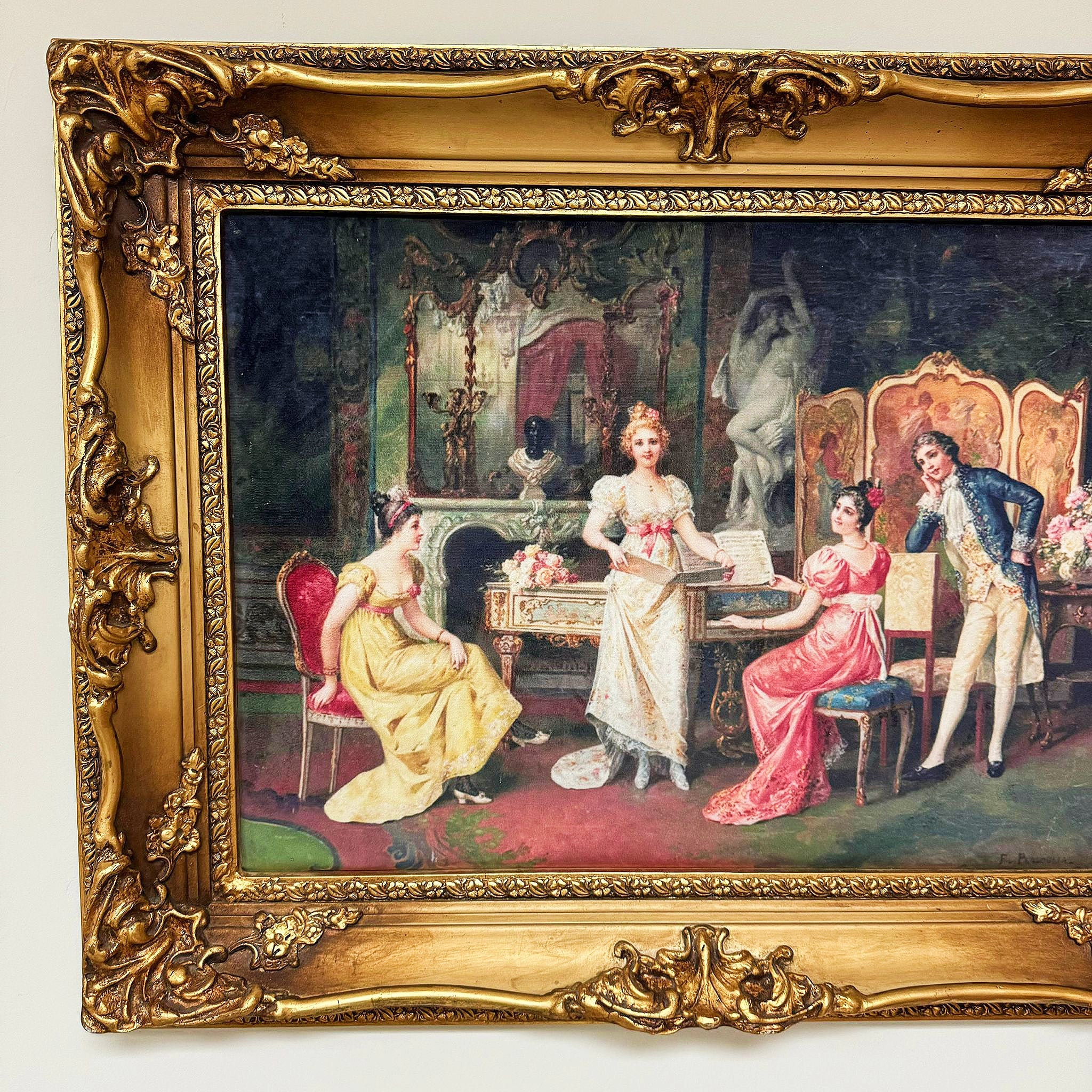 Painting Print *Print on Cotton Fabric* French Style Art Baroque Rococo Frame