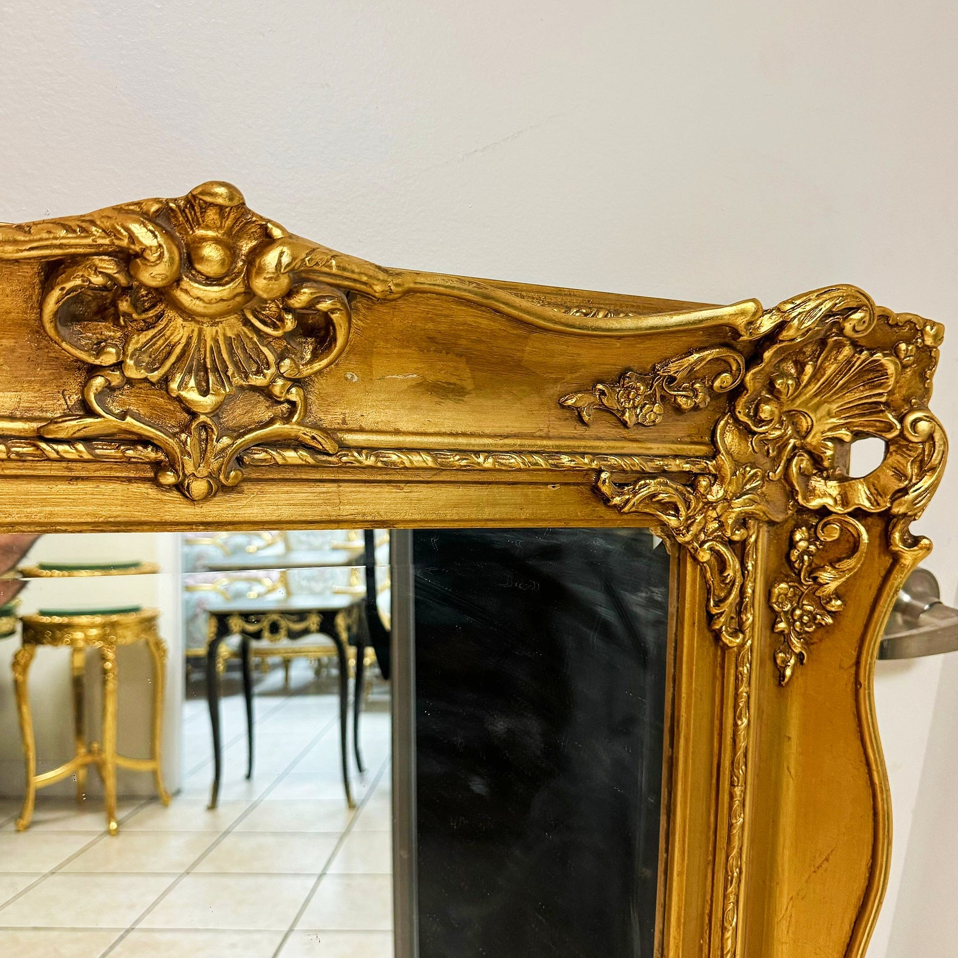 Gold Leaf French Wall Mirror – Baroque Design, Elegant Décor Accent