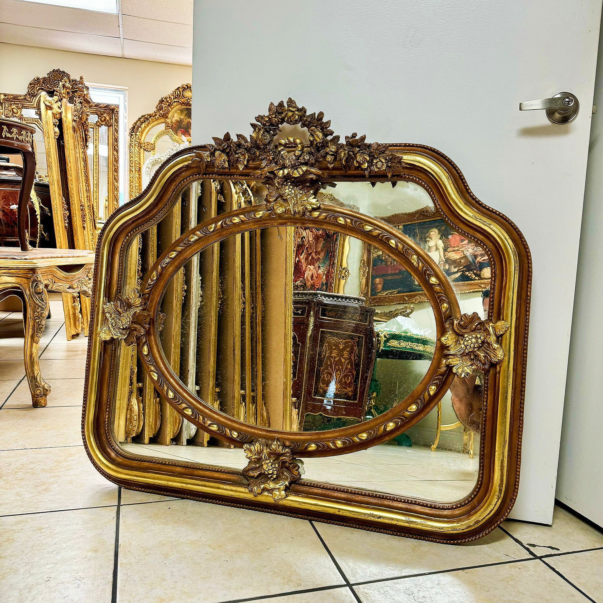 Baroque Style Vintage Gold Copper Color Wall Mirror Baroque Mirror French Floral