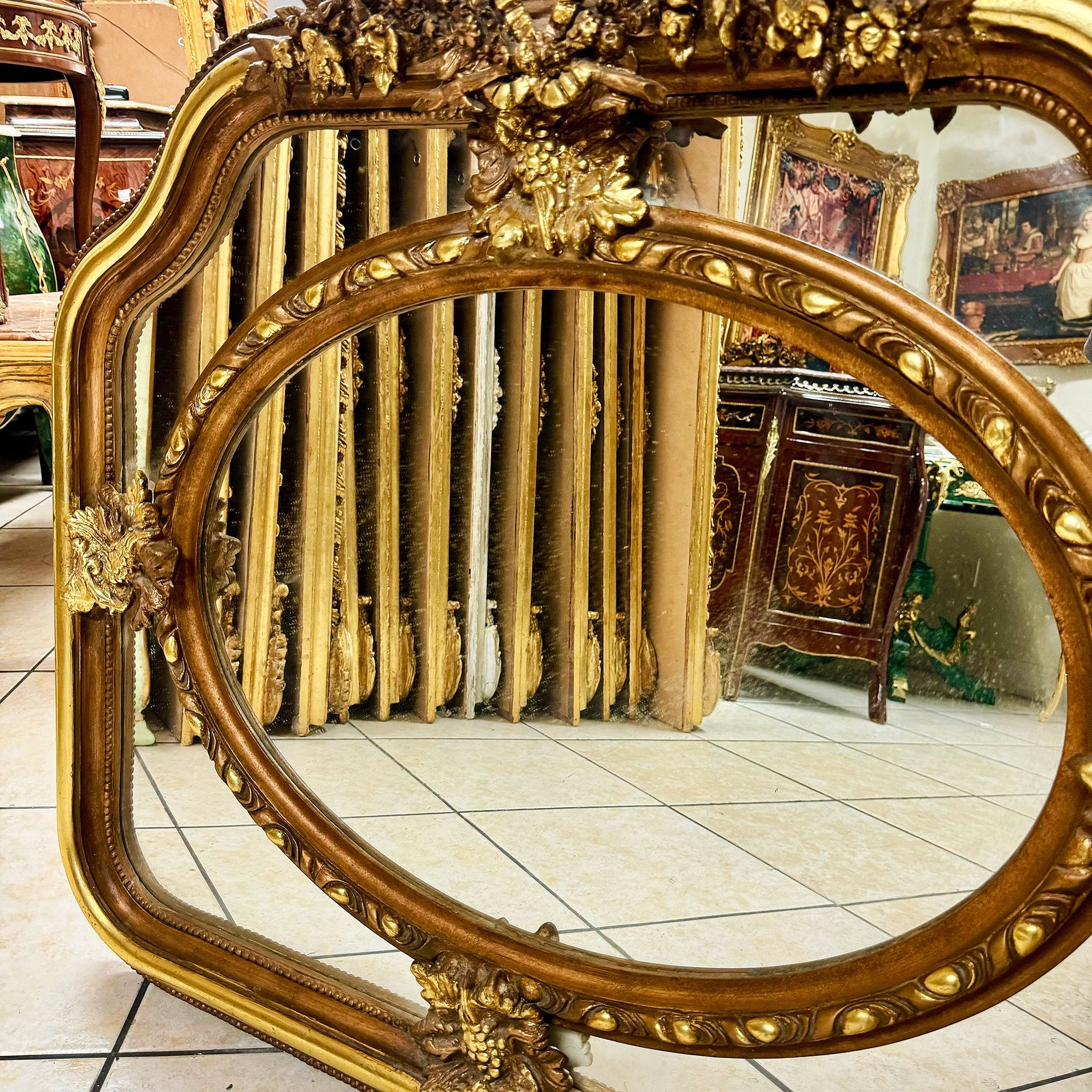Baroque Style Vintage Gold Copper Color Wall Mirror Baroque Mirror French Floral