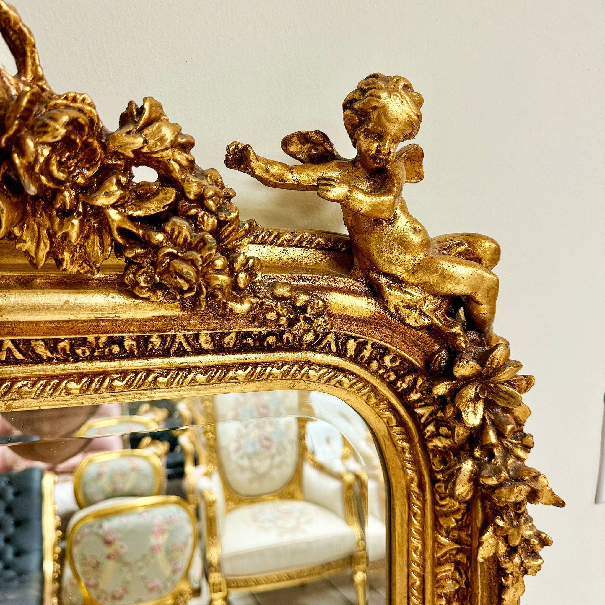 French Style Gold Mirror with Gold Leaf Details