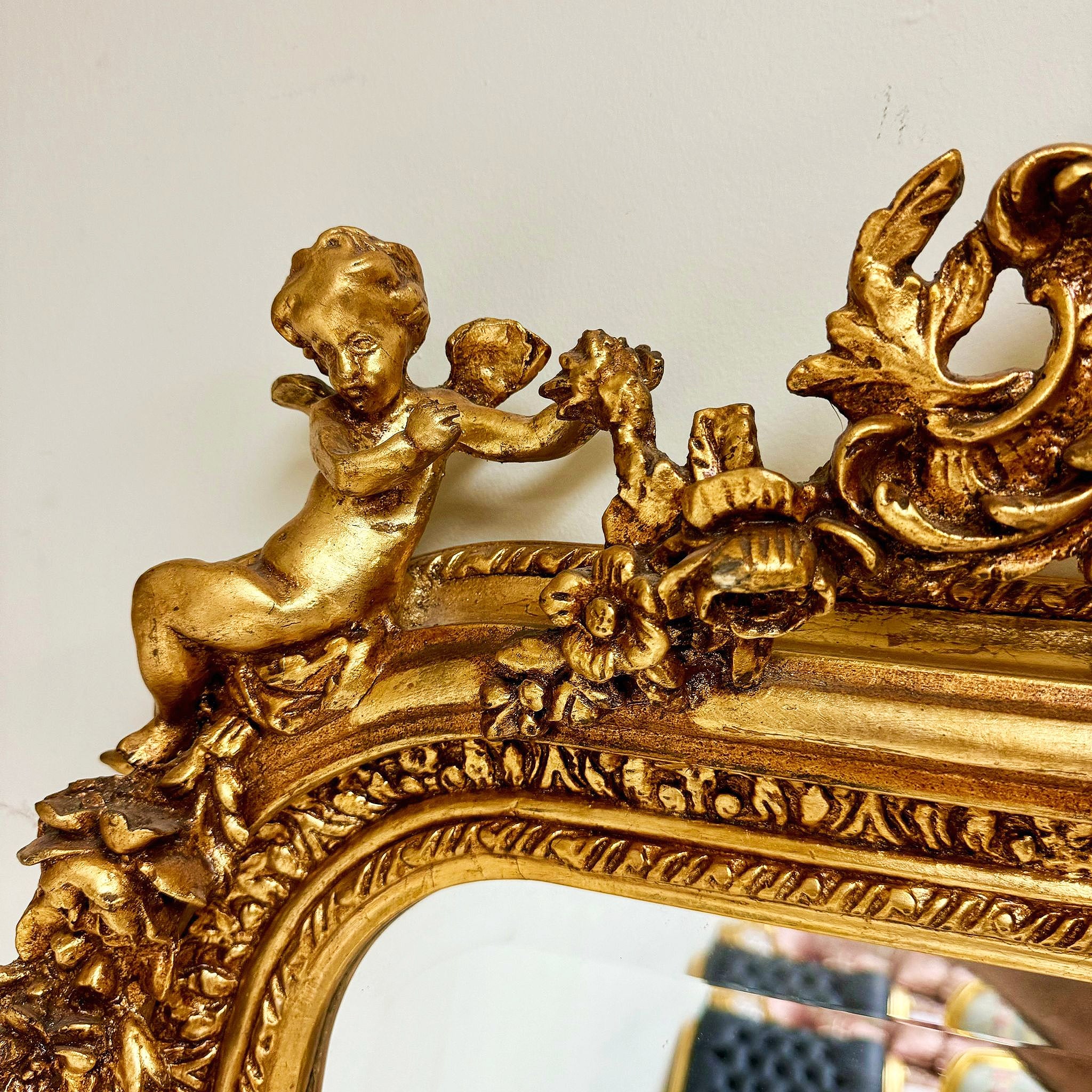 French Style Gold Mirror with Gold Leaf Details