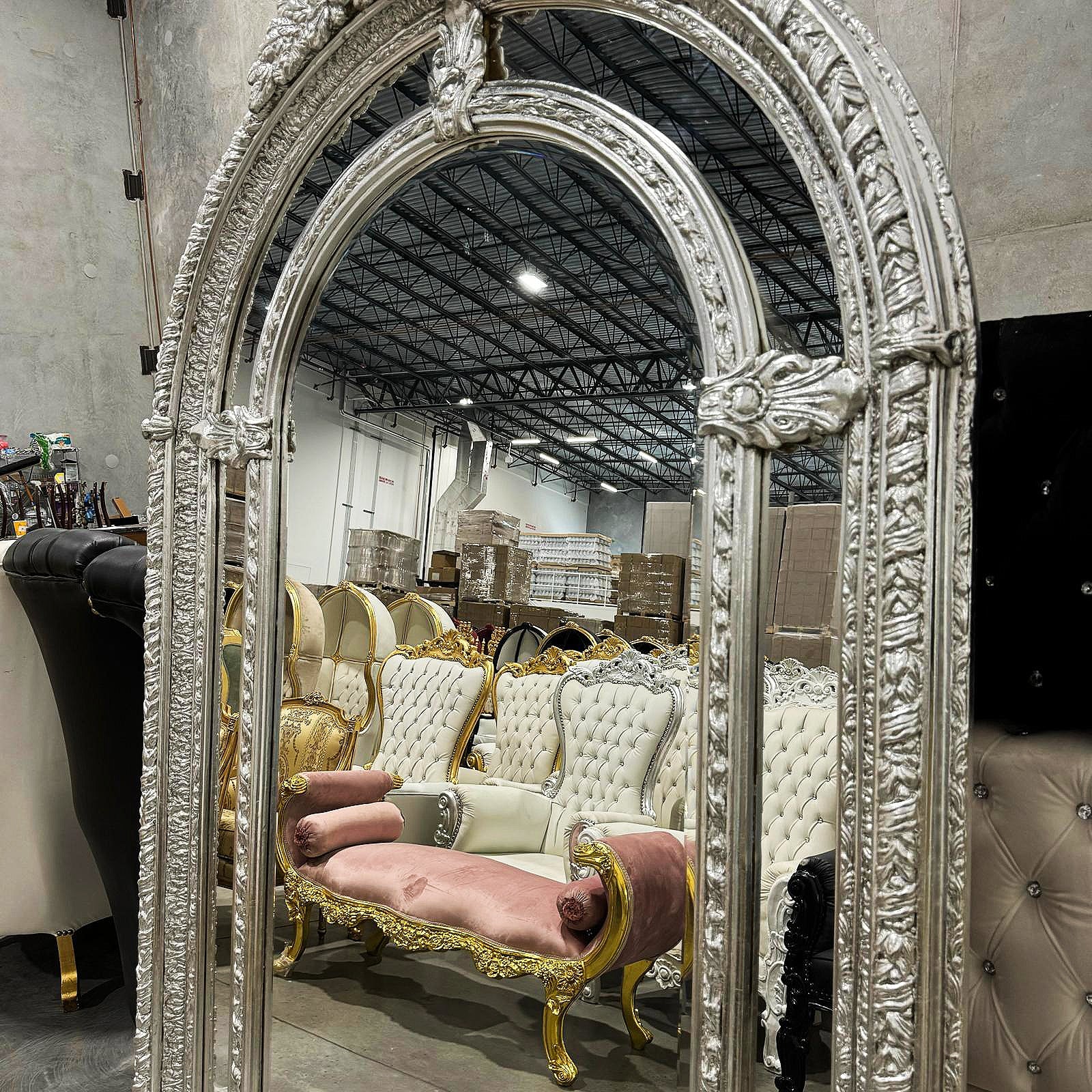Silver Floor/Wall Mirror 7 Feet Tall Silver Leaf French Style