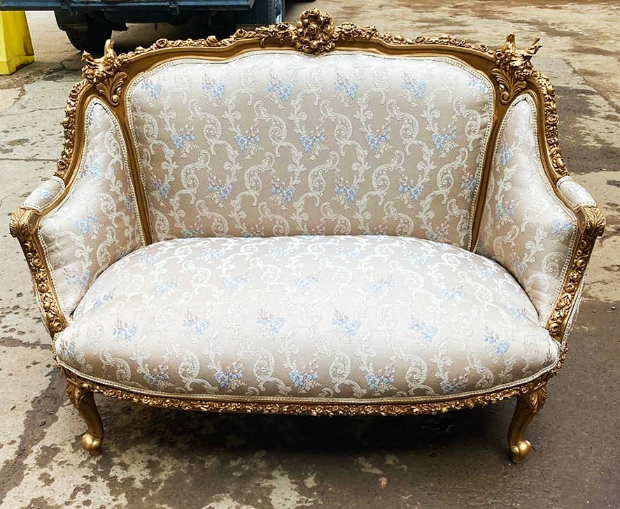 Baroque Style Beige Sofa Interior Design Gold Leaf Details French