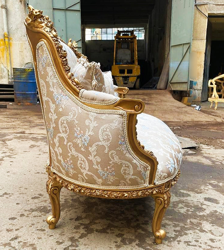 Baroque Style Beige Sofa Interior Design Gold Leaf Details French