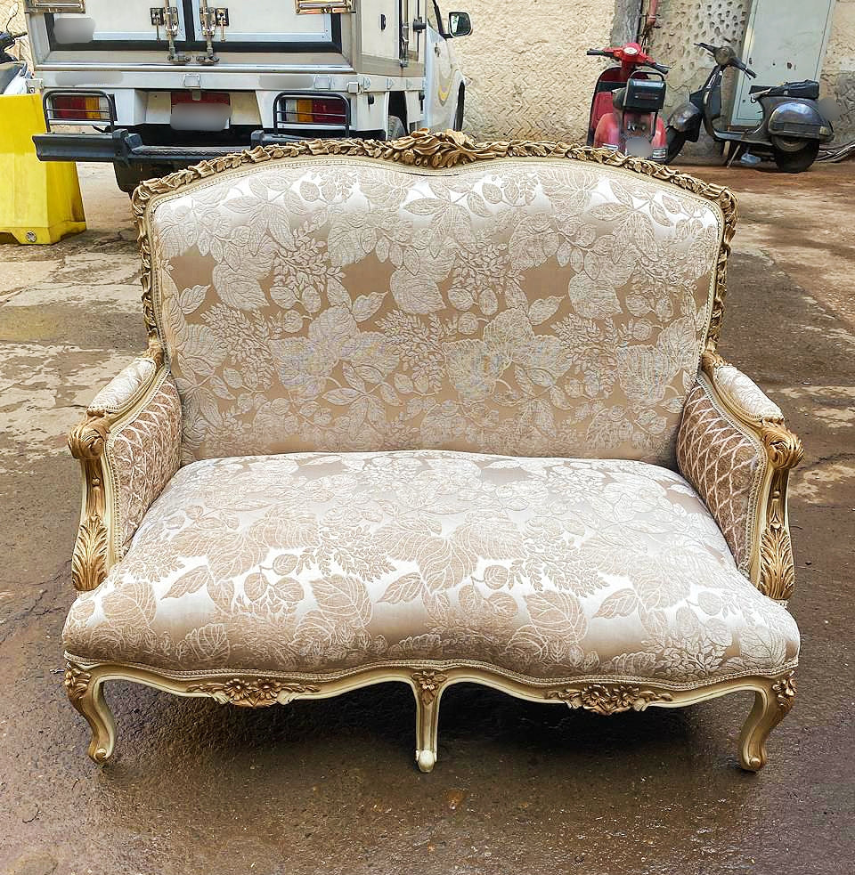 Baroque Style Beige Sofa Interior Design Gold Leaf Details French