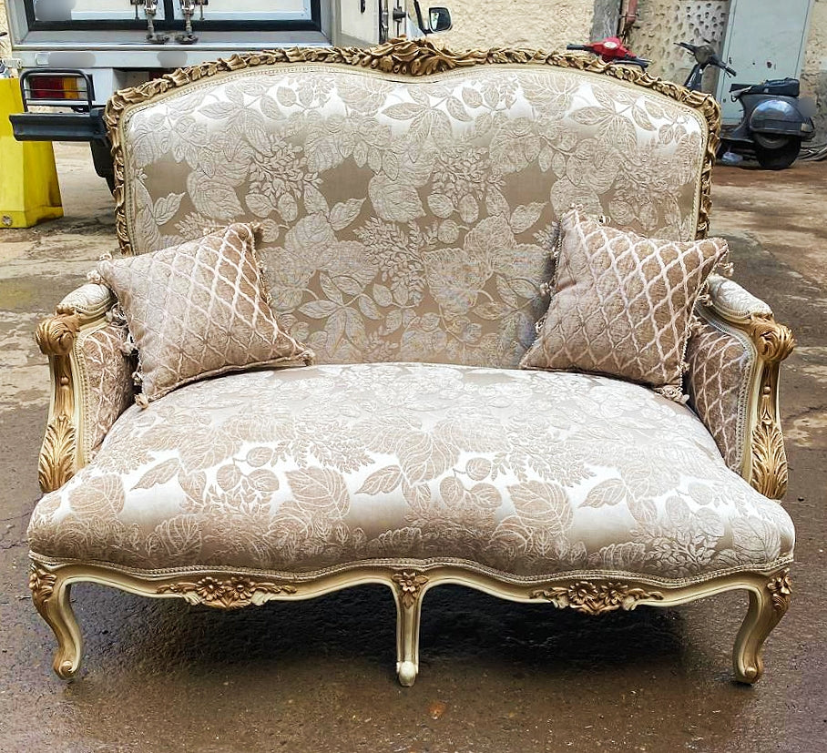 Baroque Style Beige Sofa Interior Design Gold Leaf Details French