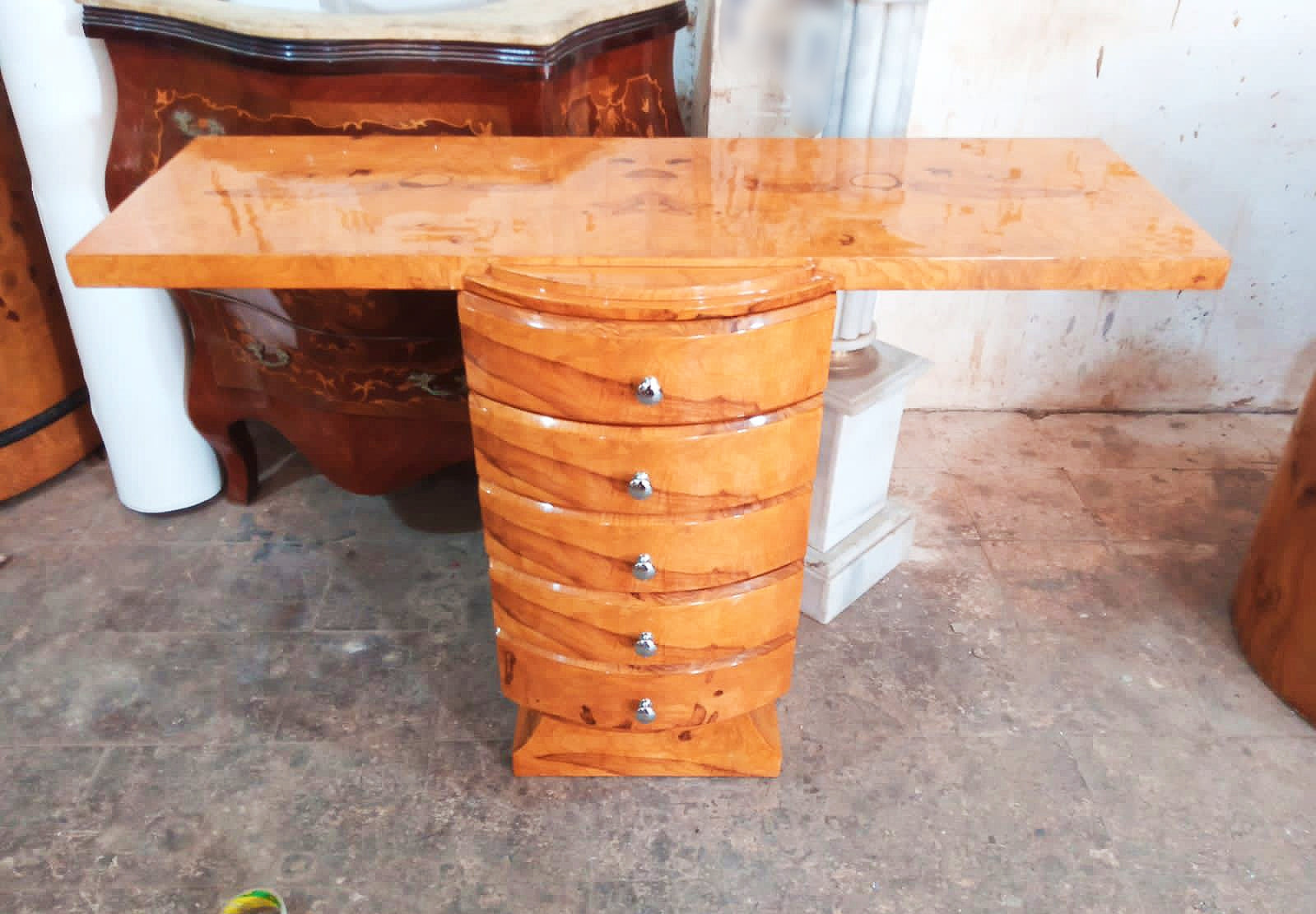 Art Deco Table Console Commode With 5 Drawers
