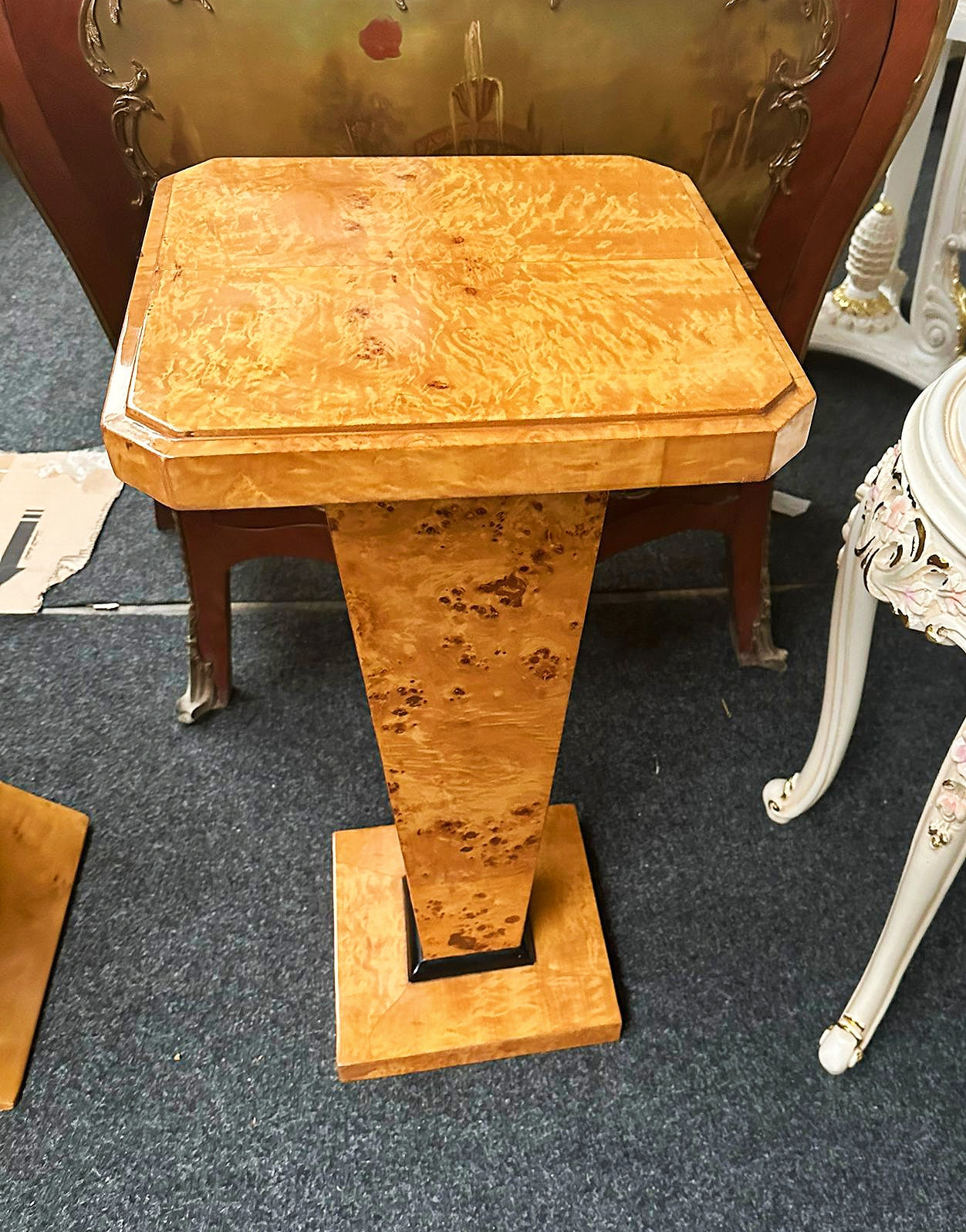 Art Deco Column Pedestal Stand Wood
