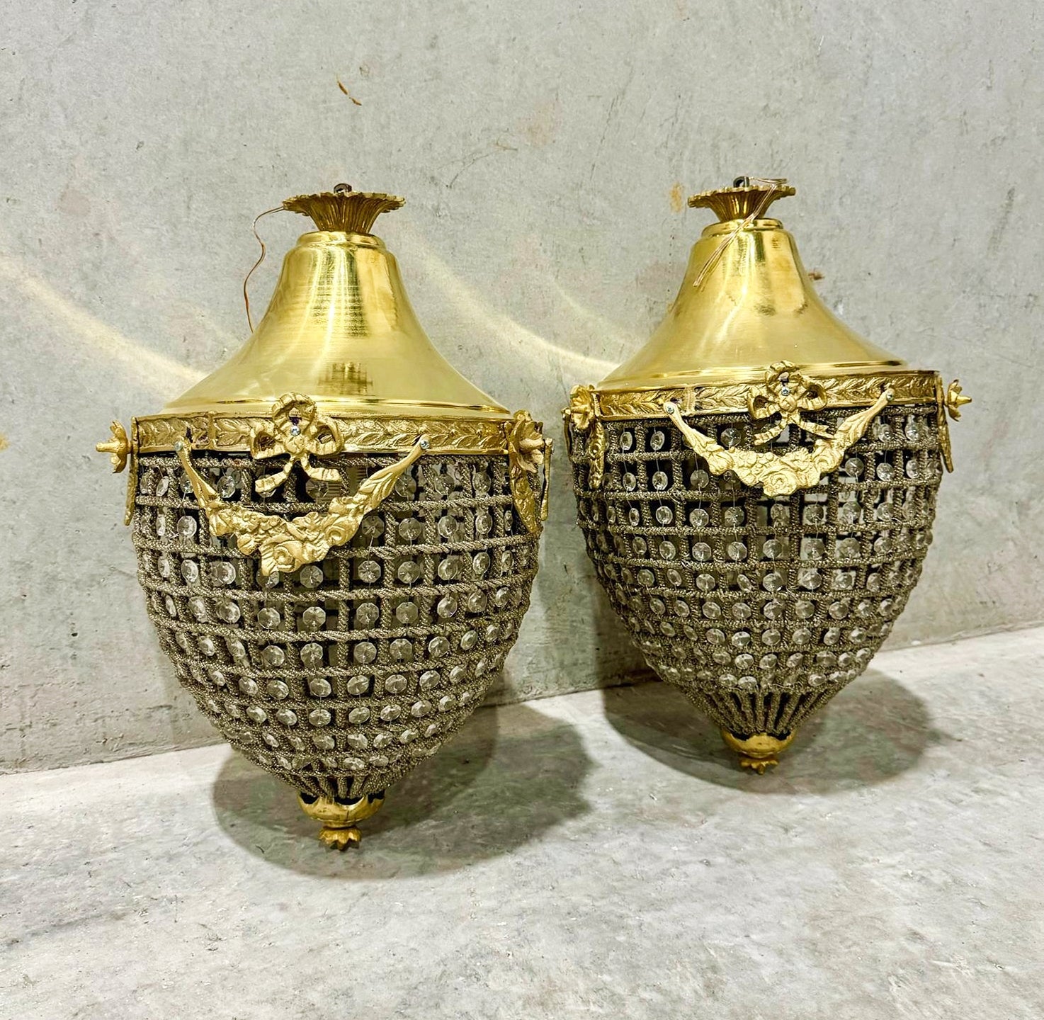 French Empire Style Pear Shaped Chandeliers