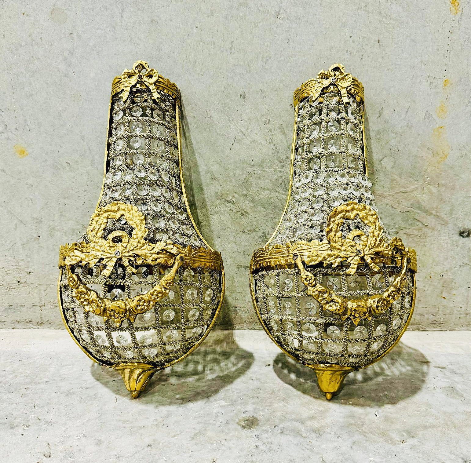 Small Basket Sconces *Set of 2* French Style Lighting Chandelier