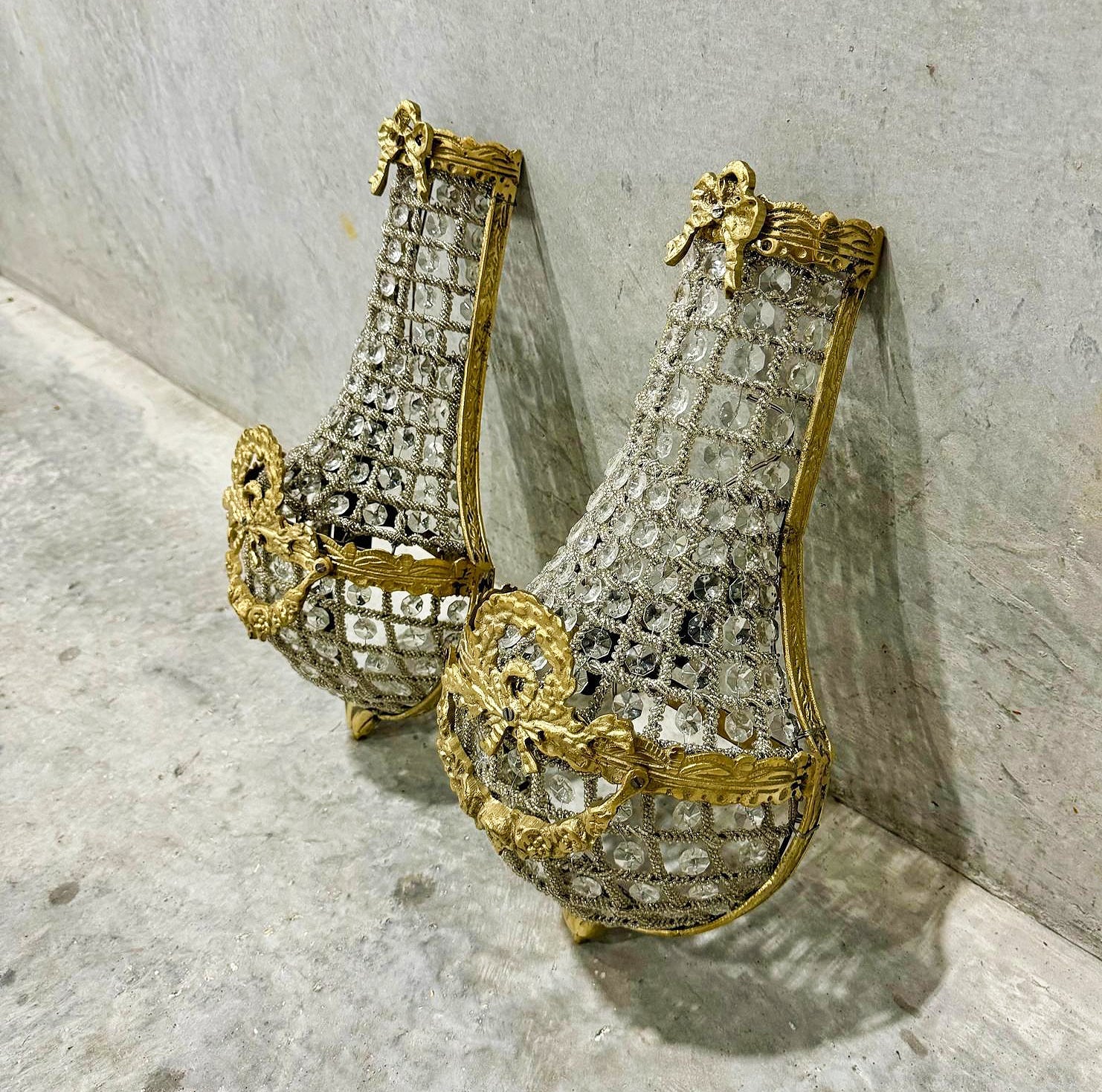 Small Basket Sconces *Set of 2* French Style Lighting Chandelier
