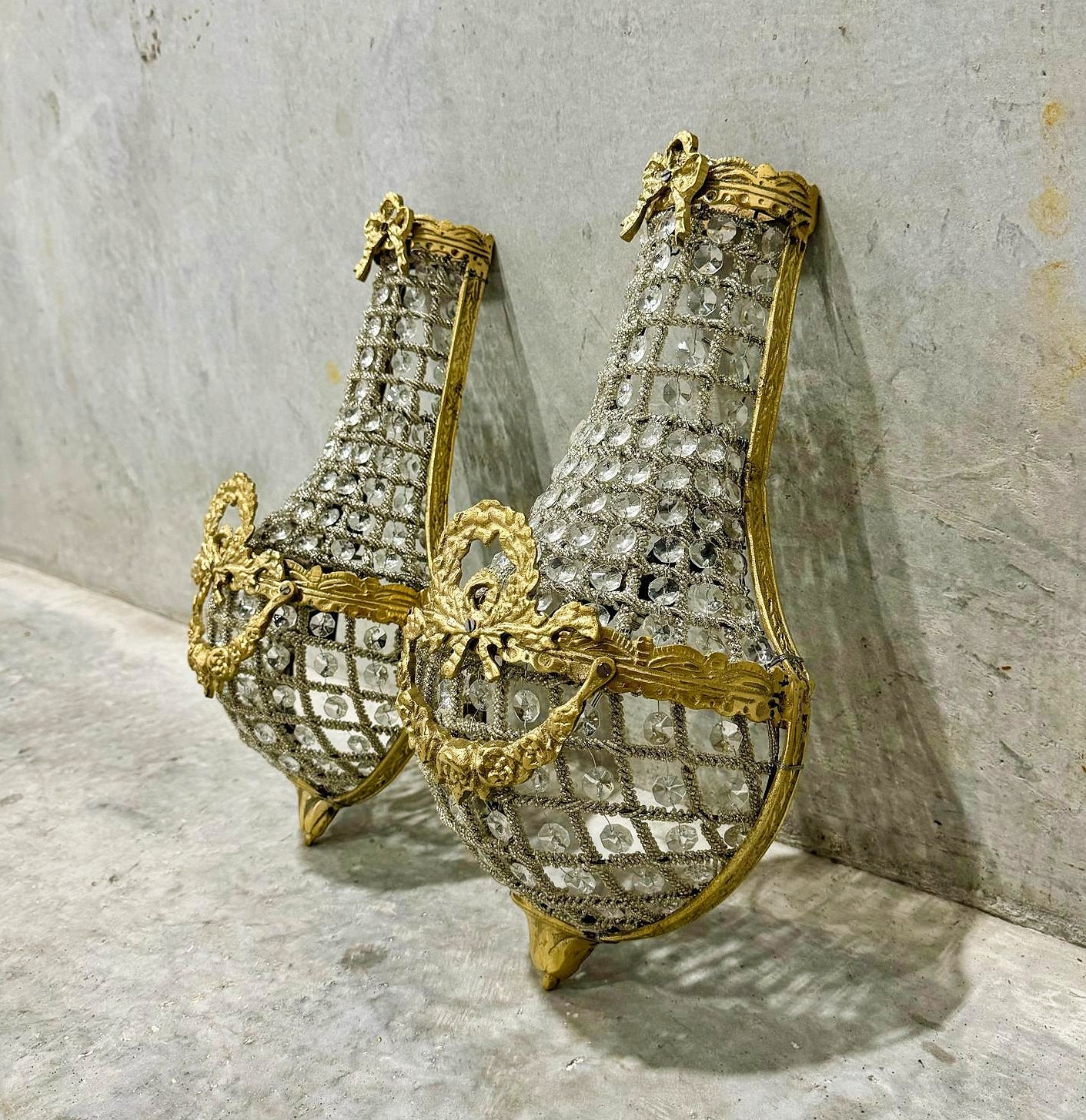 Small Basket Sconces *Set of 2* French Style Lighting Chandelier