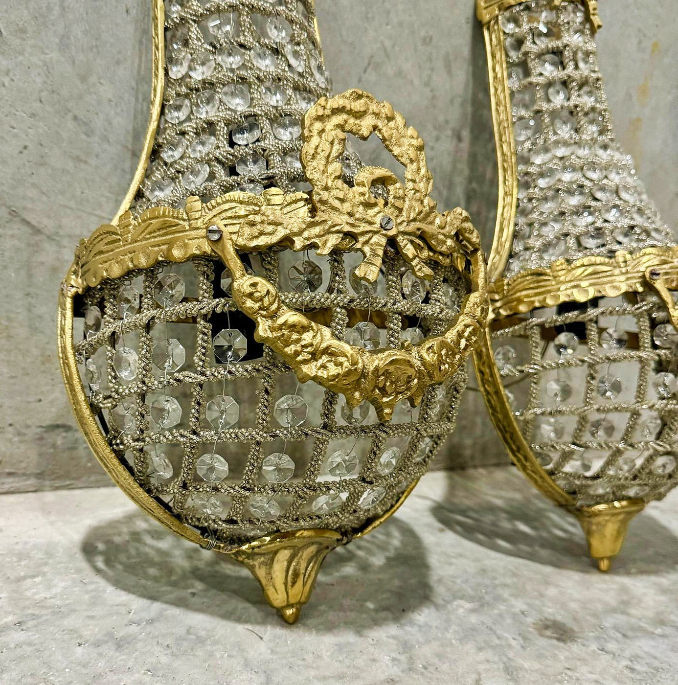 Small Basket Sconces *Set of 2* French Style Lighting Chandelier