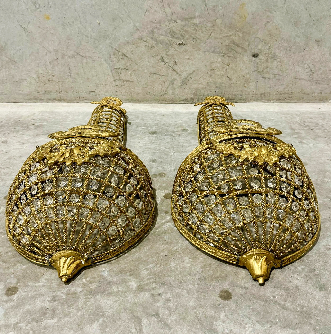 Golden Basket Sconces Large *Set of 2* French Style Lighting Chandelier