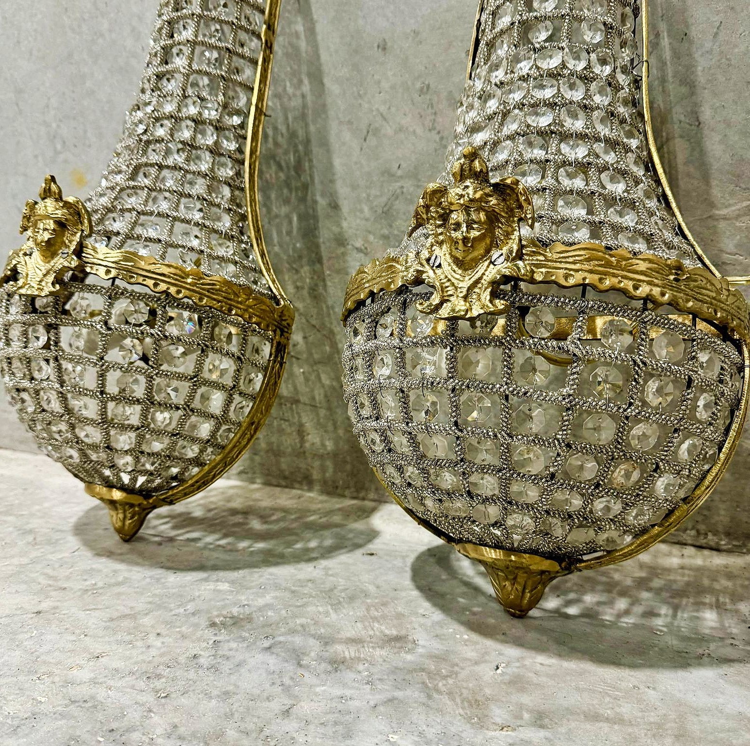 Basket Sconces *Set of 2* French Style Lighting Chandelier