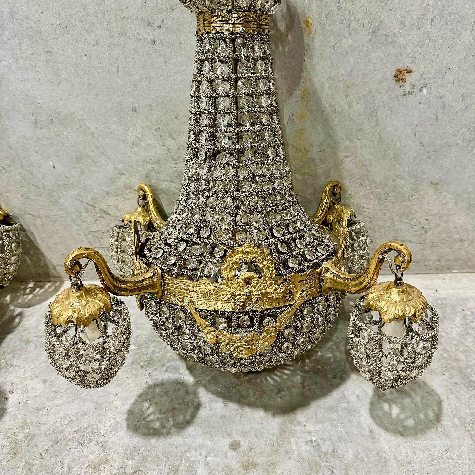 French Style Large Chandeliers *Set of 2* Gold Details Lightings