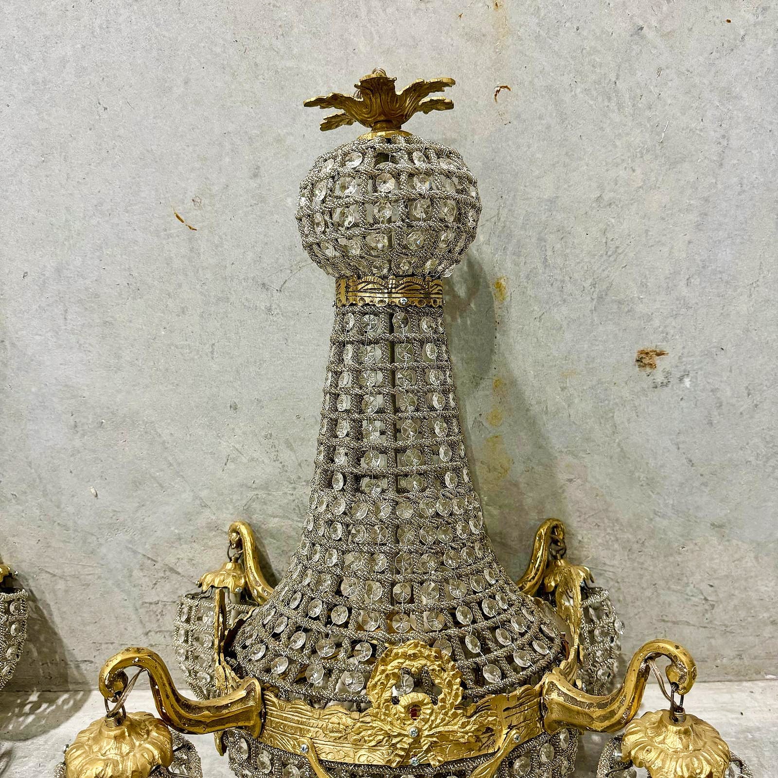 French Style Large Chandeliers *Set of 2* Gold Details Lightings