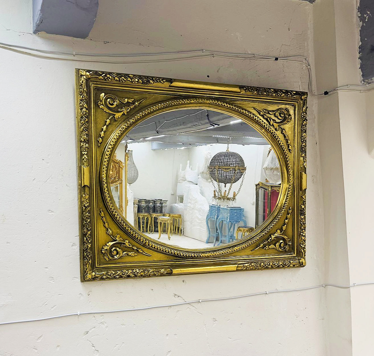 Rectangular Wall Mirror French Style Gold Baroque Mirror Gold Leaf