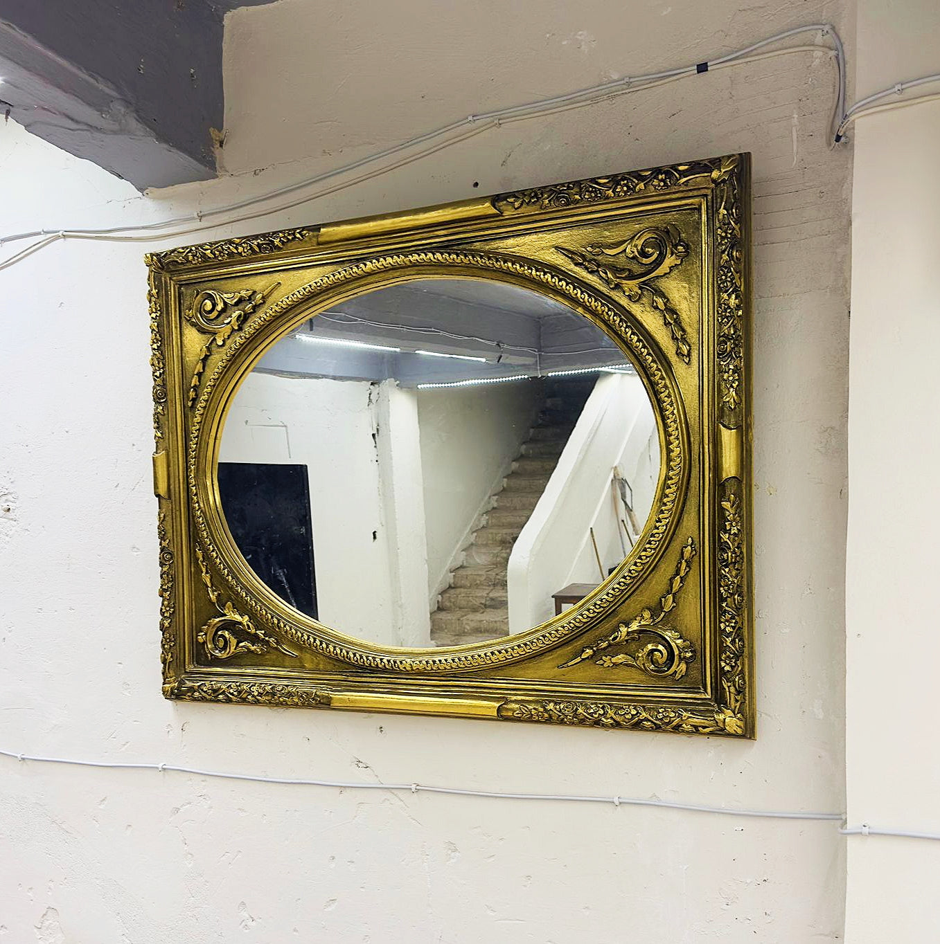 Rectangular Wall Mirror French Style Gold Baroque Mirror Gold Leaf