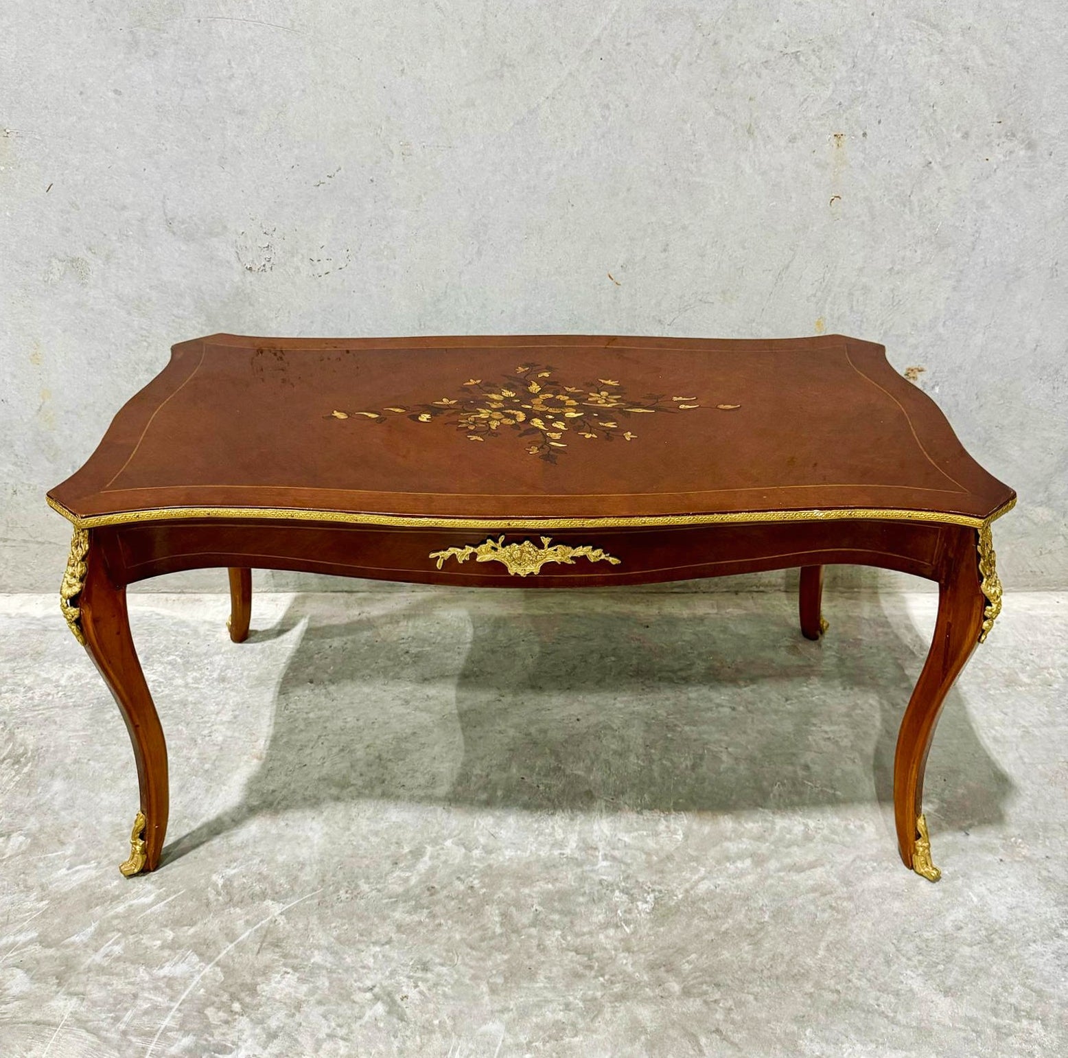 French Style Wooden Coffee Table with Gold Details