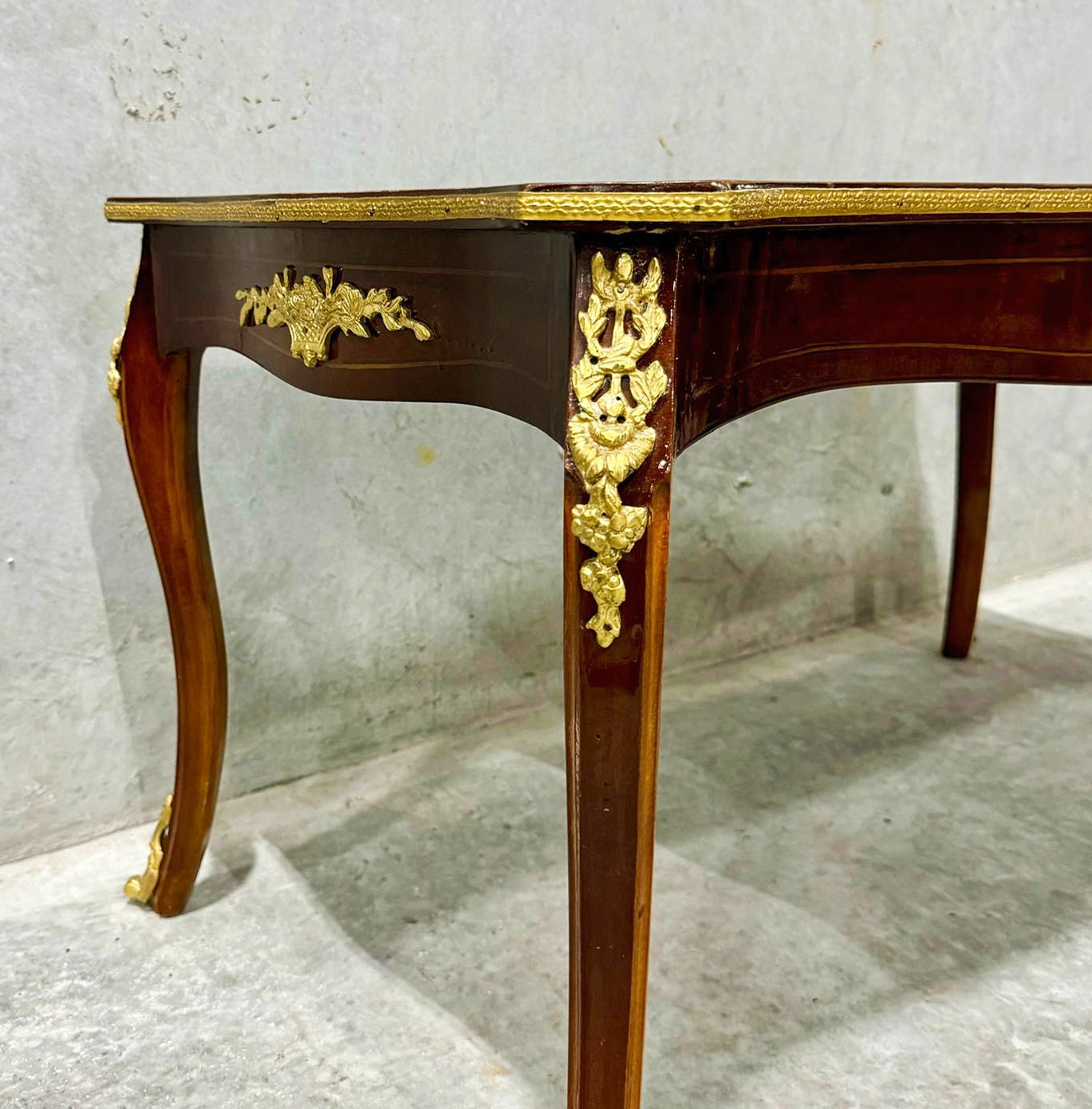 French Style Wooden Coffee Table with Gold Details