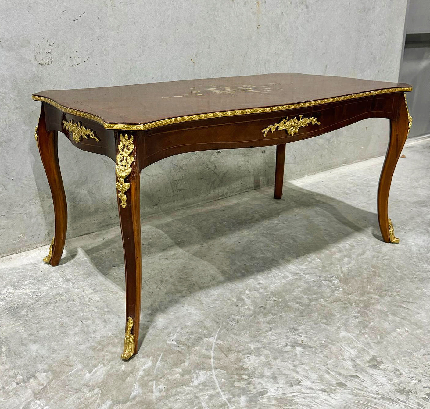 French Style Wooden Coffee Table with Gold Details