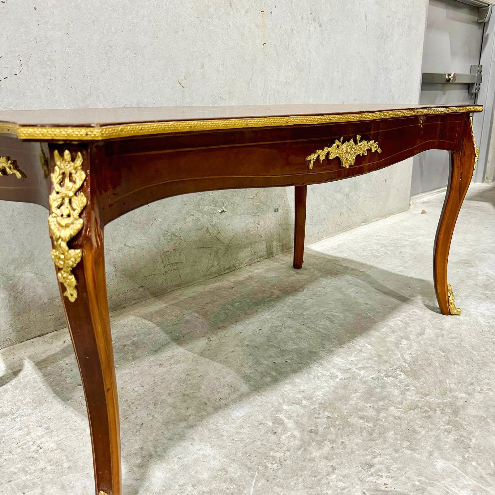 French Style Wooden Coffee Table with Gold Details