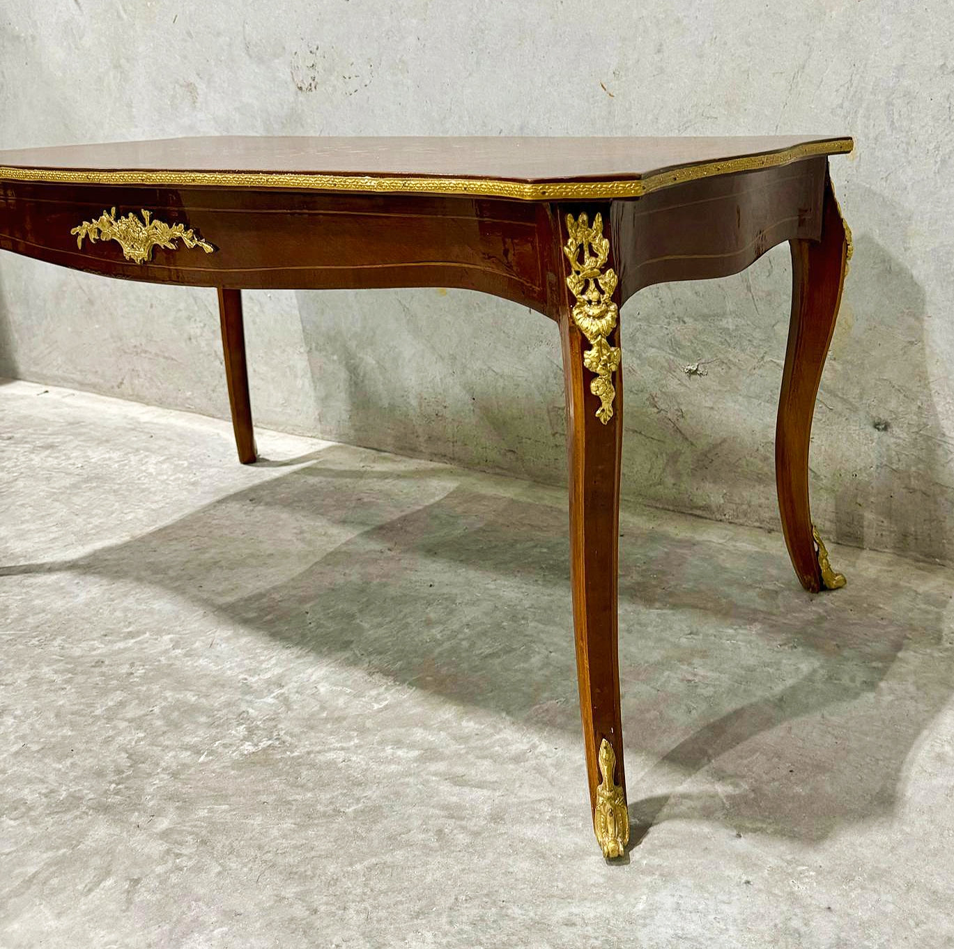French Style Wooden Coffee Table with Gold Details
