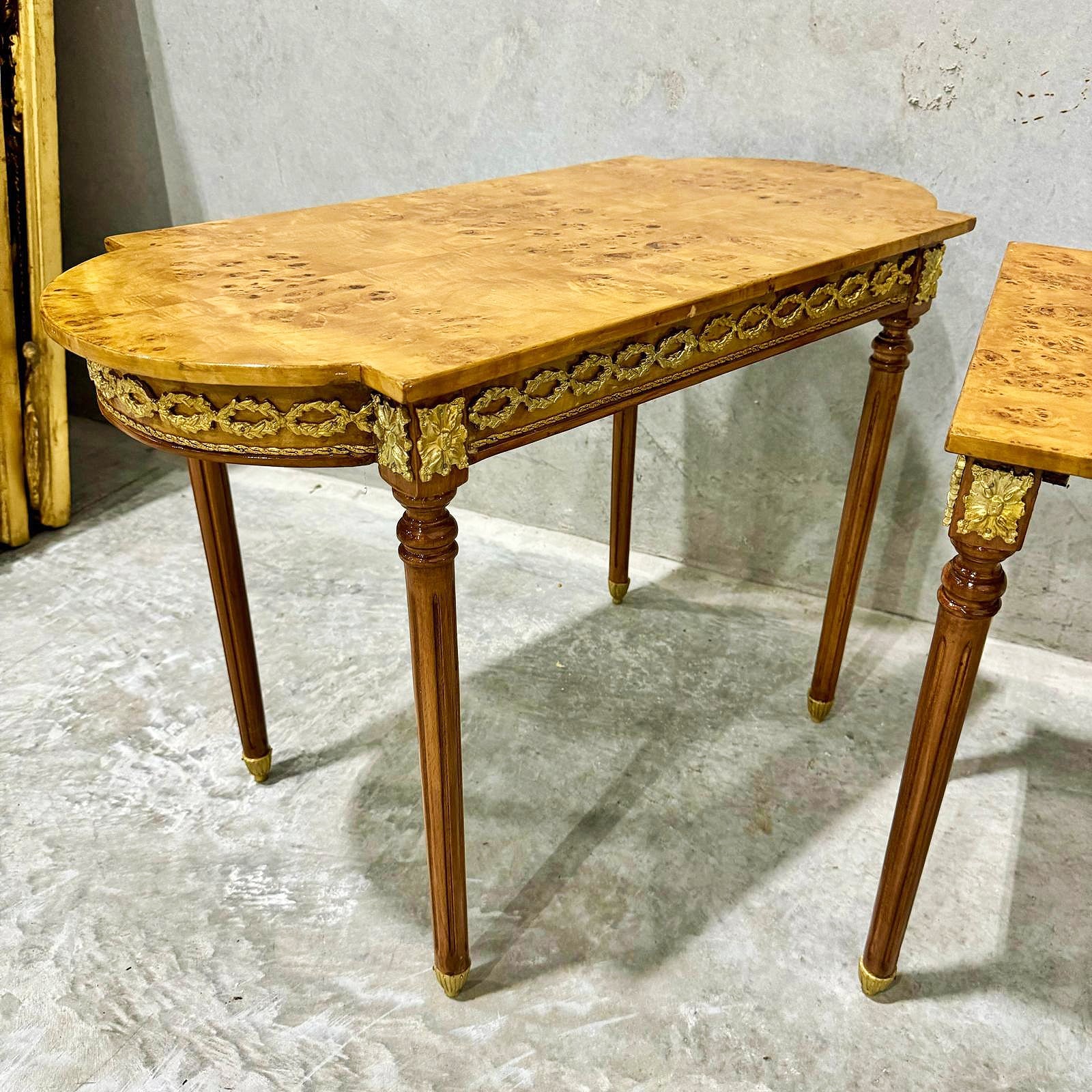Nesting Tables Wood French Style Gold Set of 3 Louis XV Gold Leaf
