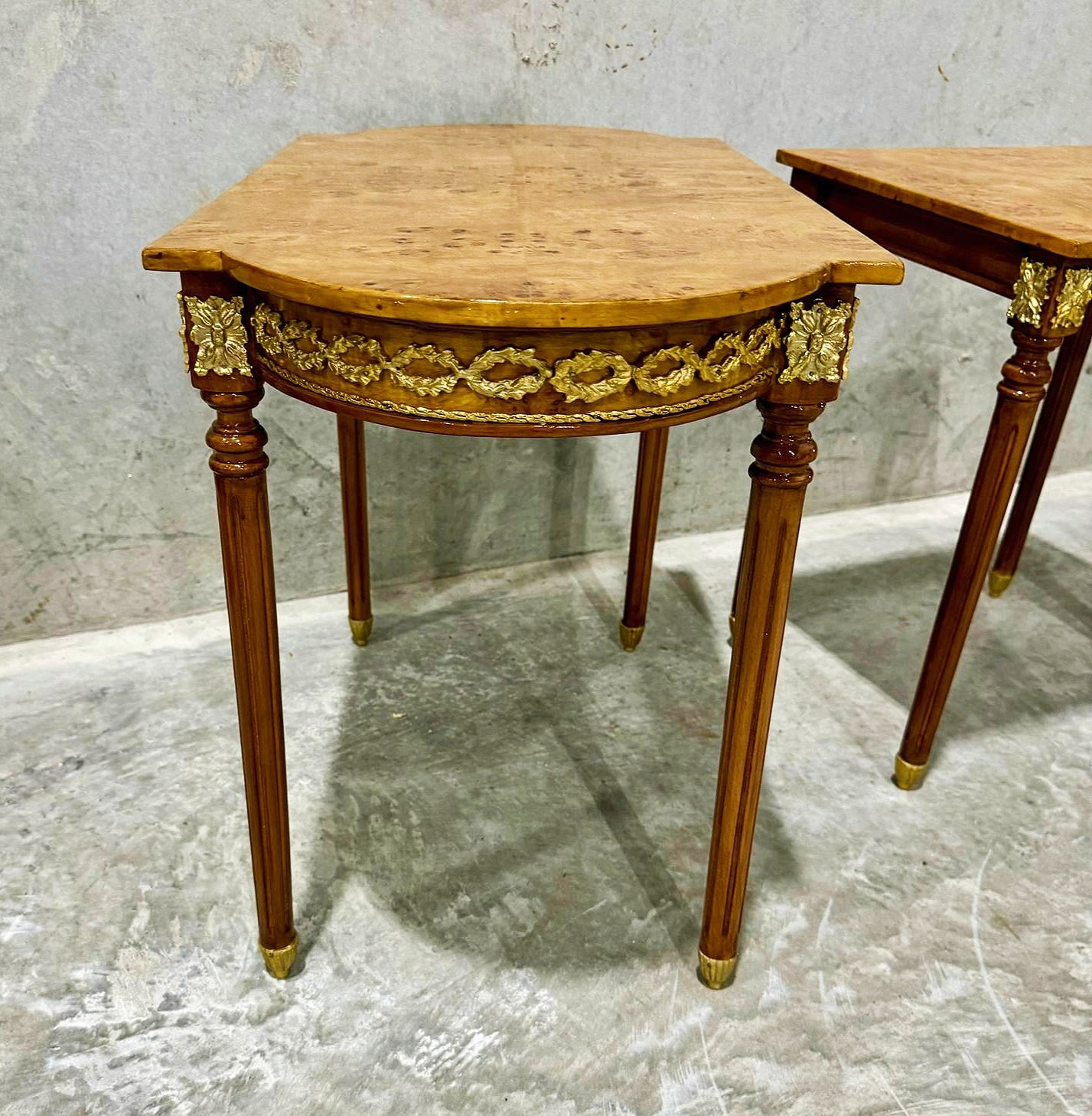 Nesting Tables Wood French Style Gold Set of 3 Louis XV Gold Leaf