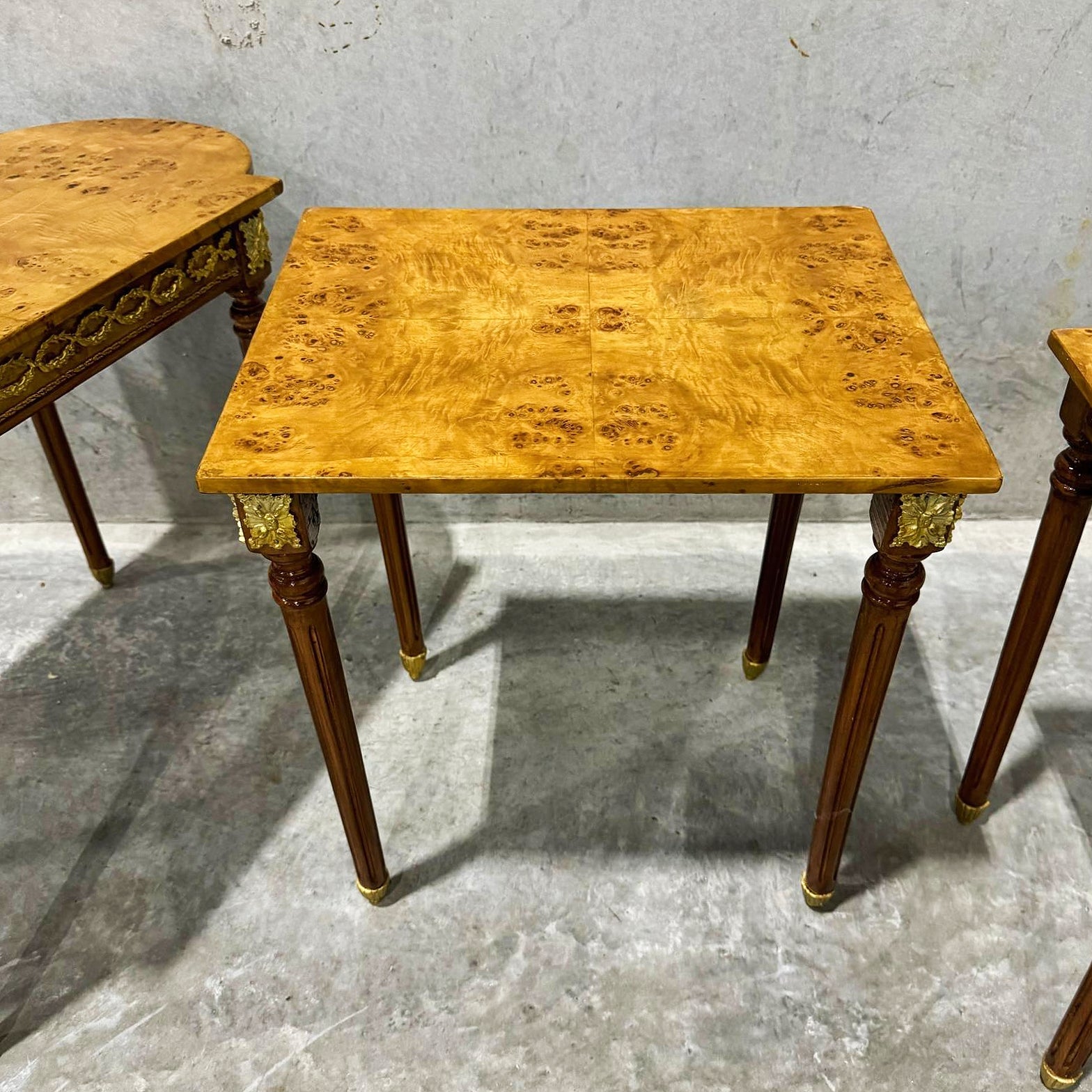 Nesting Tables Wood French Style Gold Set of 3 Louis XV Gold Leaf