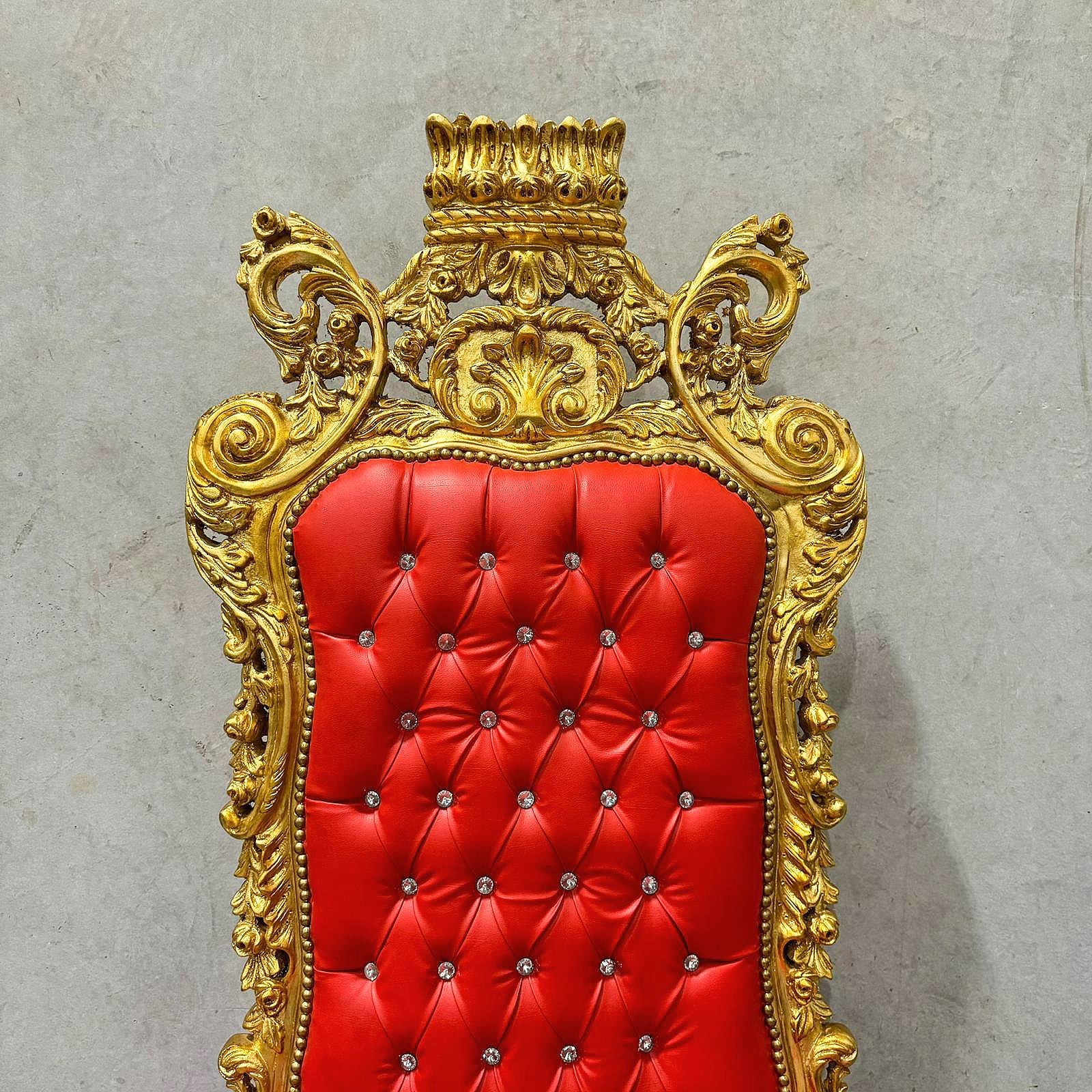 Red Leather Throne Chair 77”H French Baroque Style – Only 1 Available!
