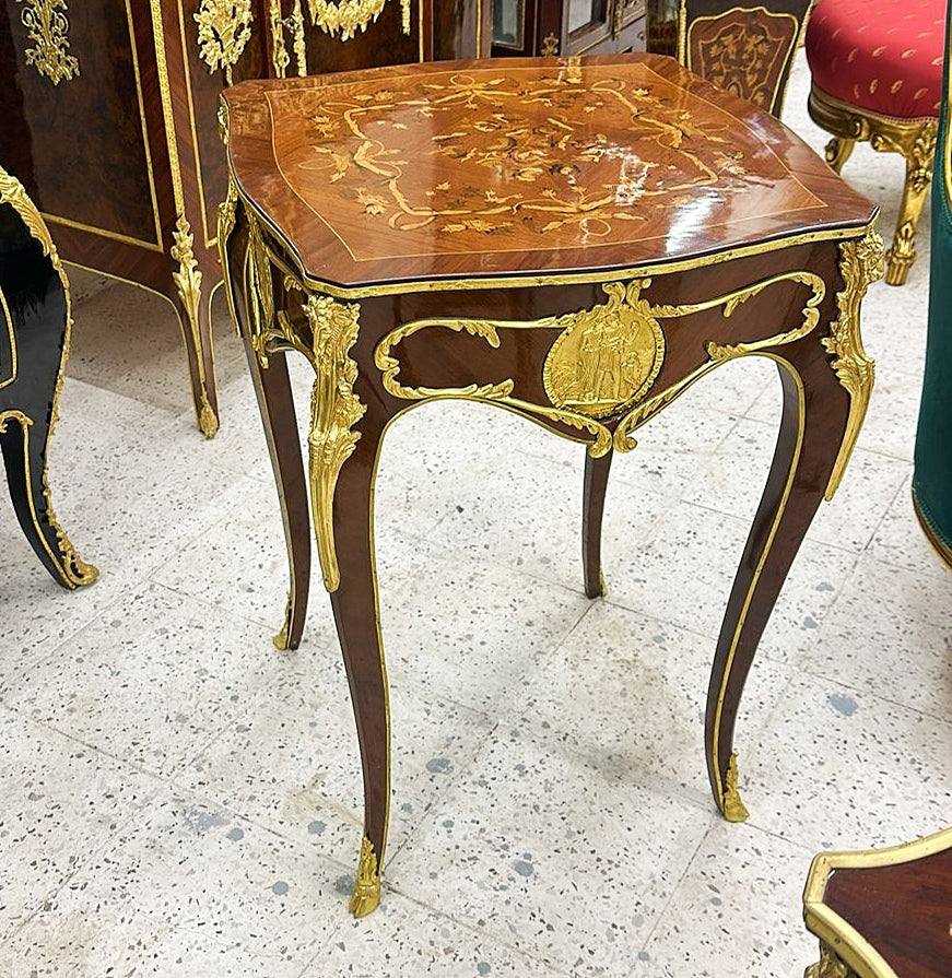 French Style Side Table Copper Gold Furniture