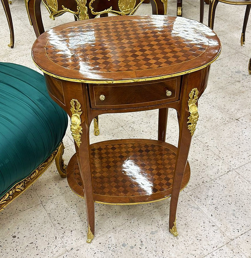 Baroque Style Wood Side Table With a Drawer