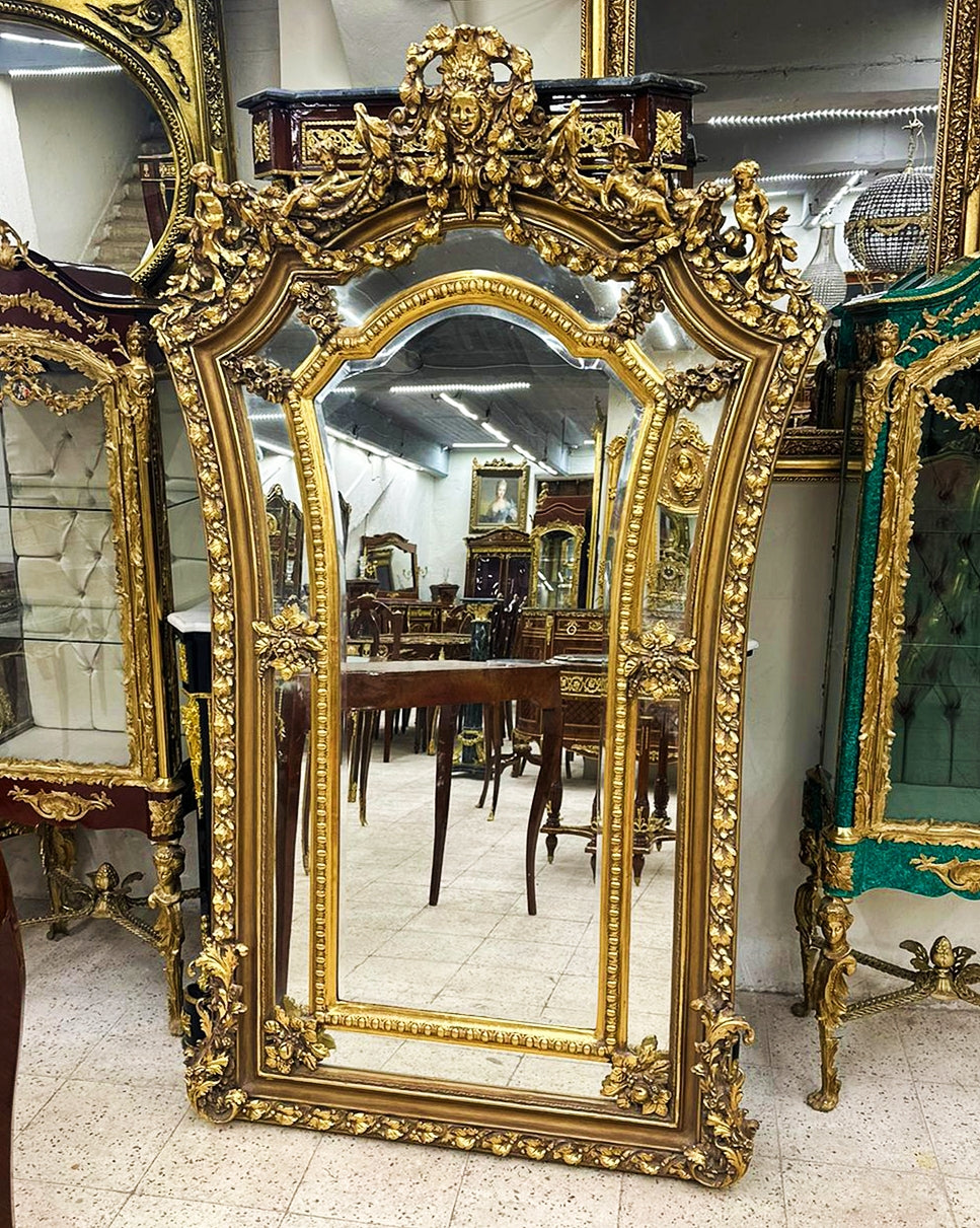 Curved Mirror French Style Gold Mirror Baroque Style