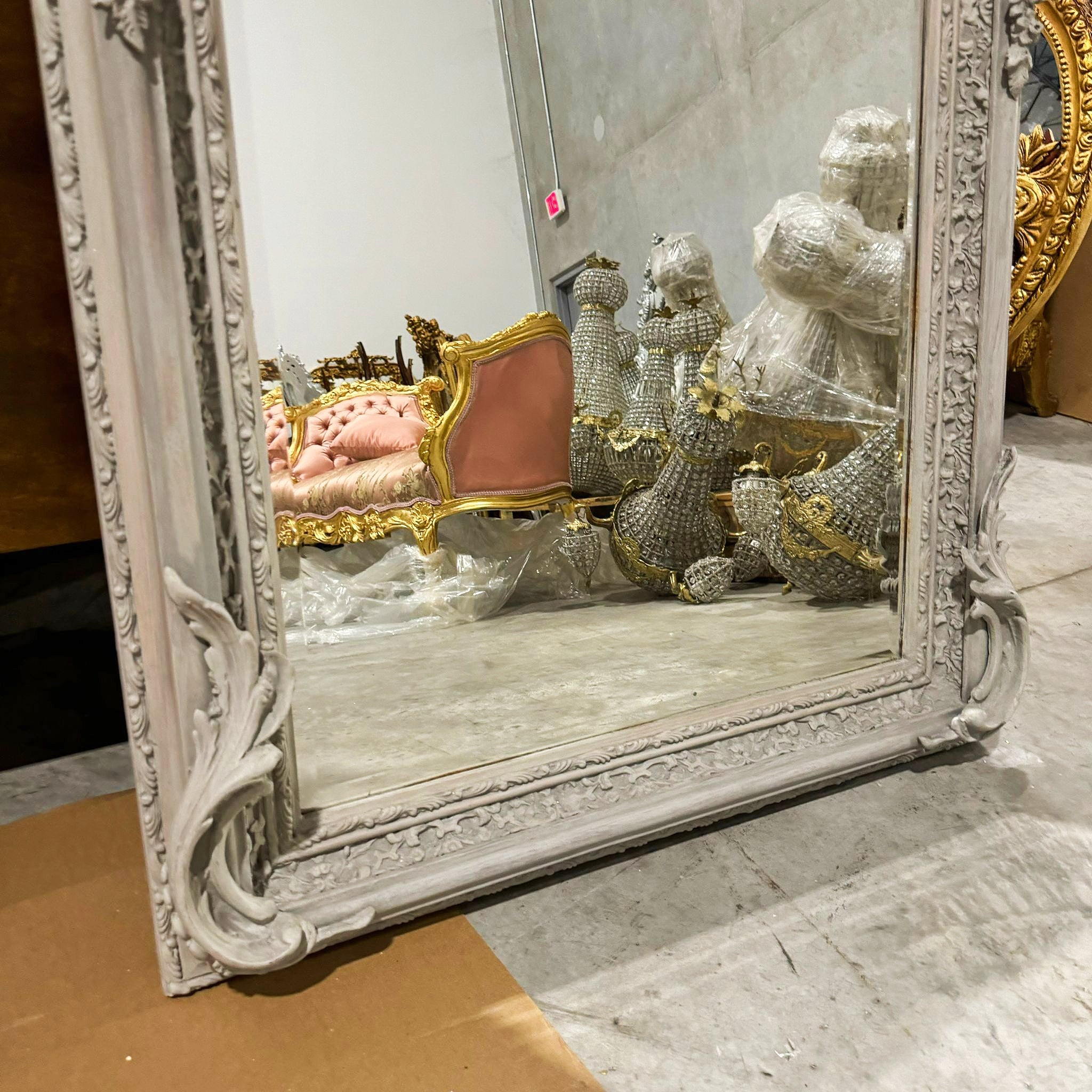 Bone Color French Style Floor Mirror 5 Feet Tall