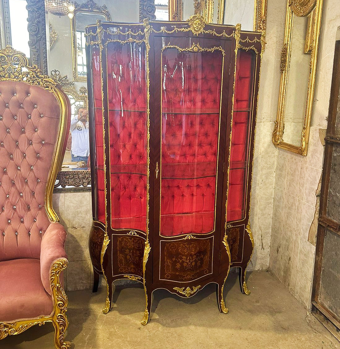 French Style Copper Glass Cabinet Vitrine