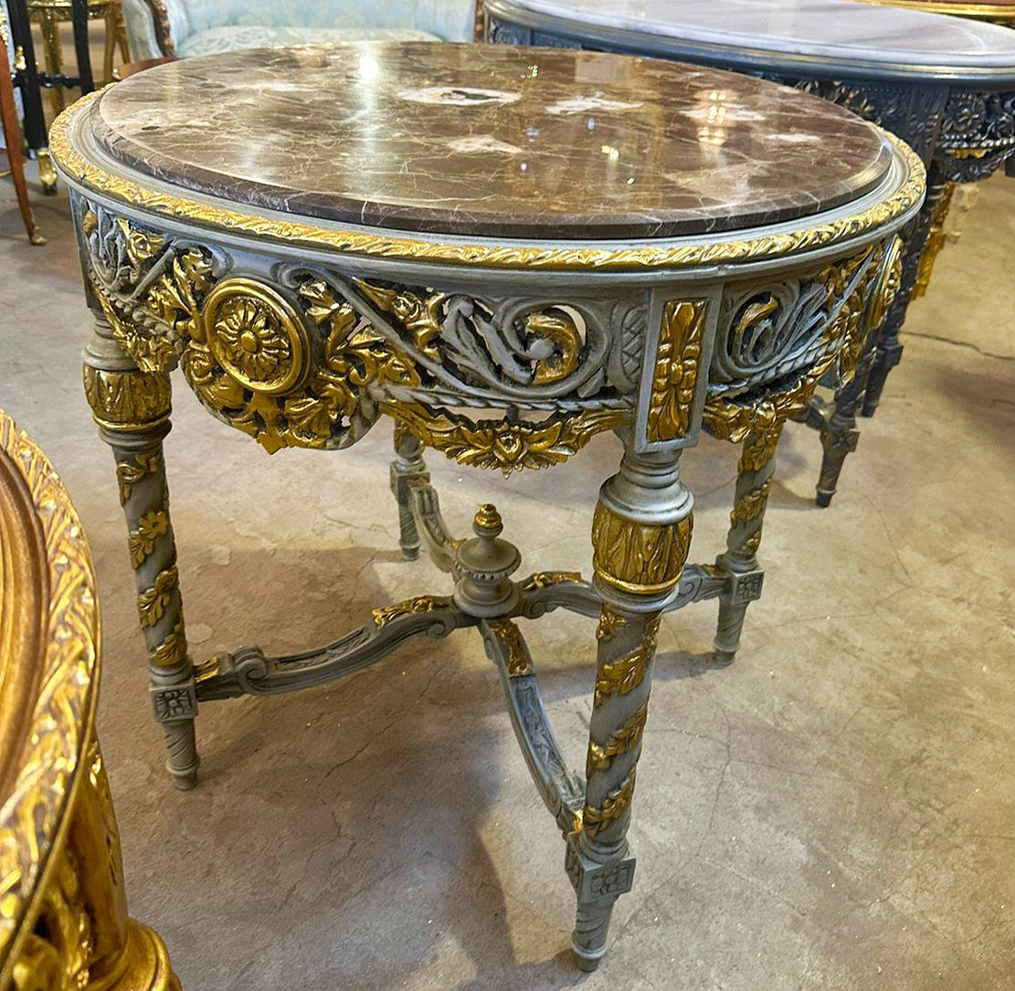 French Style Center Table White Table Marble Topped