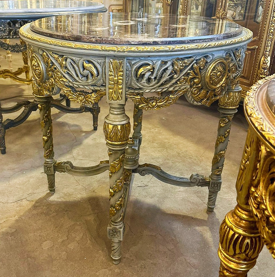 French Style Center Table White Table Marble Topped