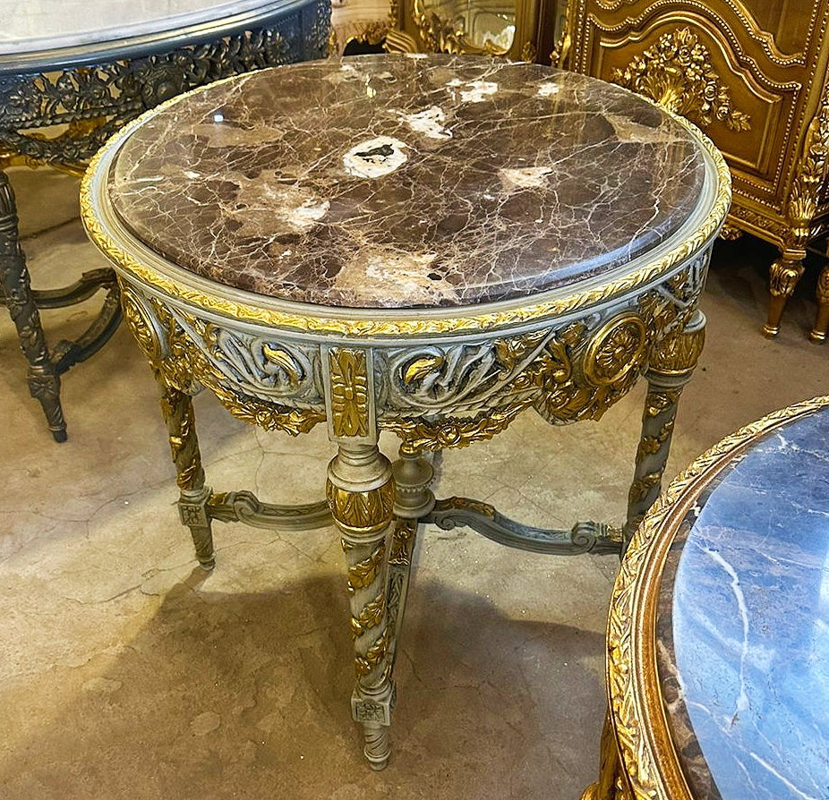 French Style Center Table White Table Marble Topped