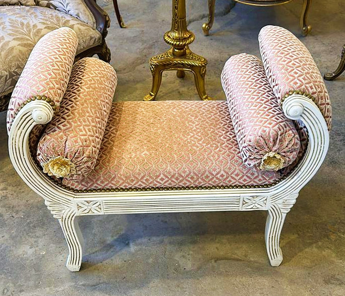 Small Bench French Style With White Details Rococo Baroque Furniture