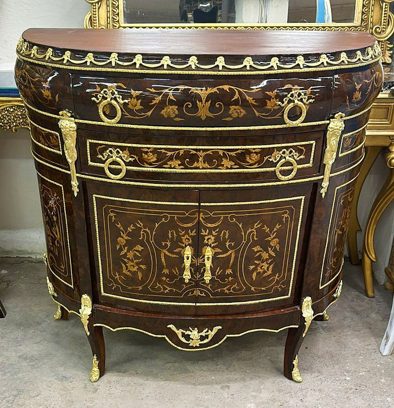 French Style Copper Commode With Gold Details and Marble Topped