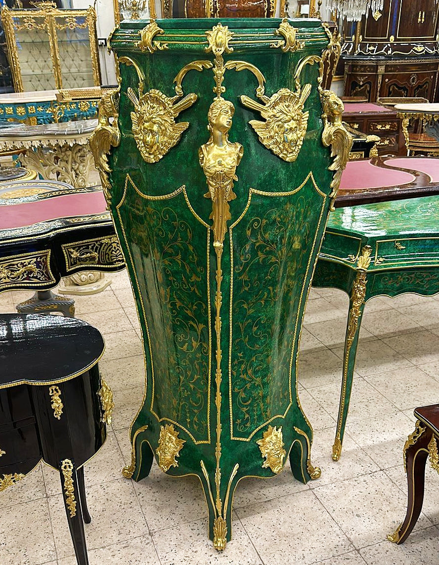 French Rococo Style Bottle Green Pedestal Column Timeless Furniture