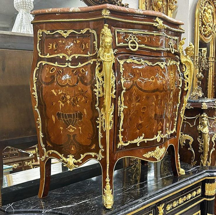 Louis XV Style Brown Commode Cabinet Bronze Details Late 19th Century Cabinet