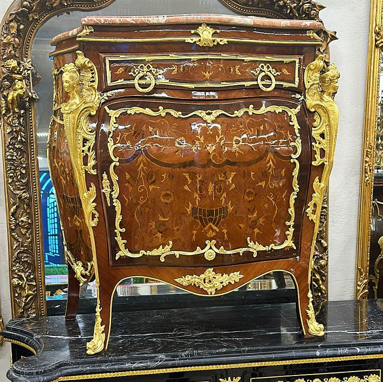 Louis XV Style Brown Commode Cabinet Bronze Details Late 19th Century Cabinet