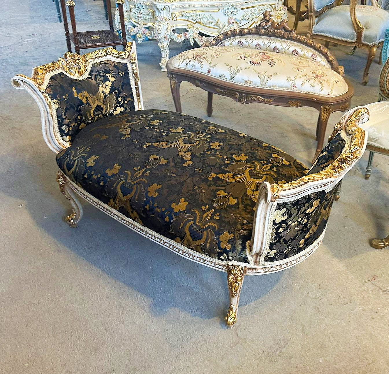 Marquis Bench French Style Gold Leaf Details Interior Design Furniture