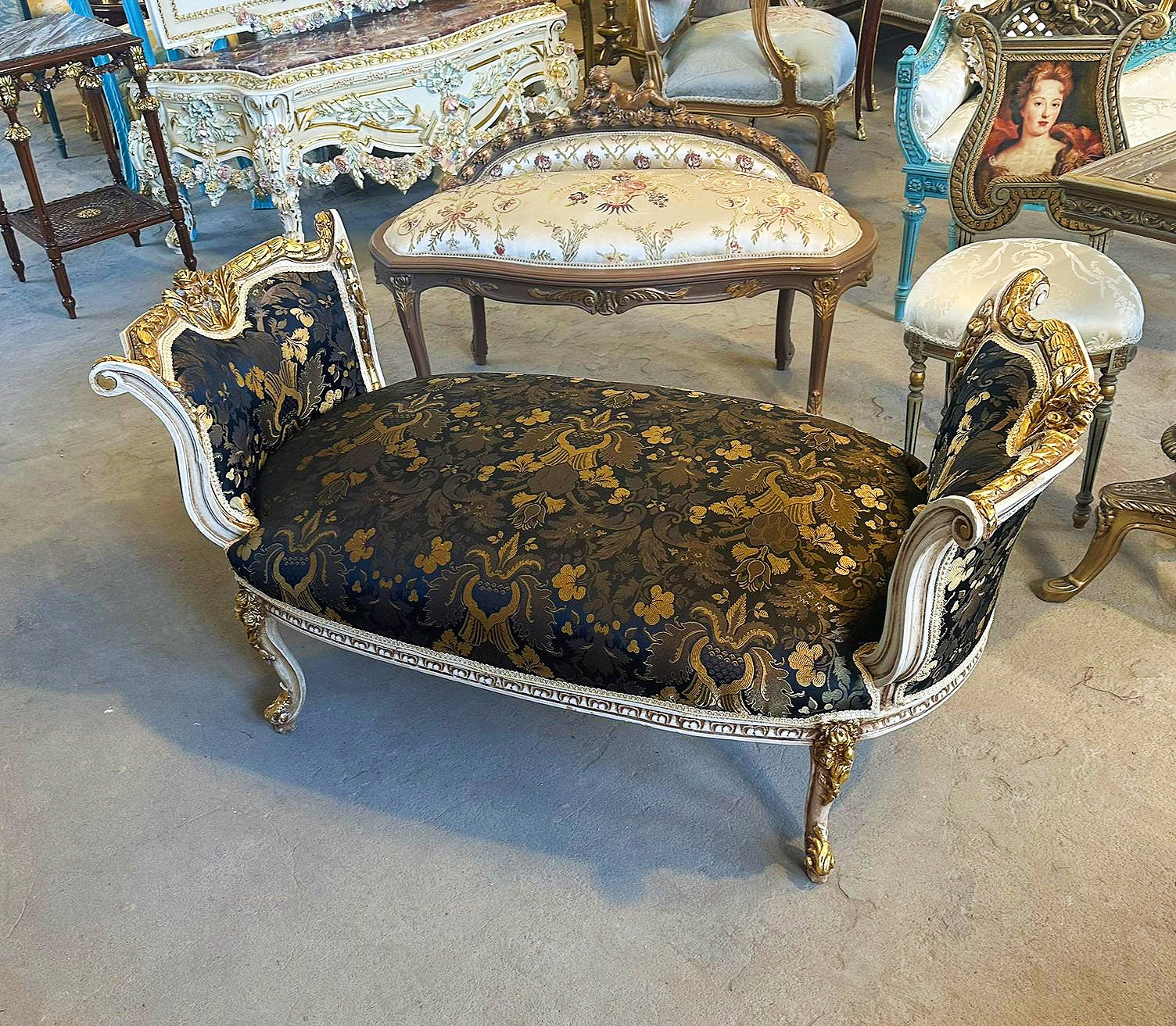 Marquis Bench French Style Gold Leaf Details Interior Design Furniture