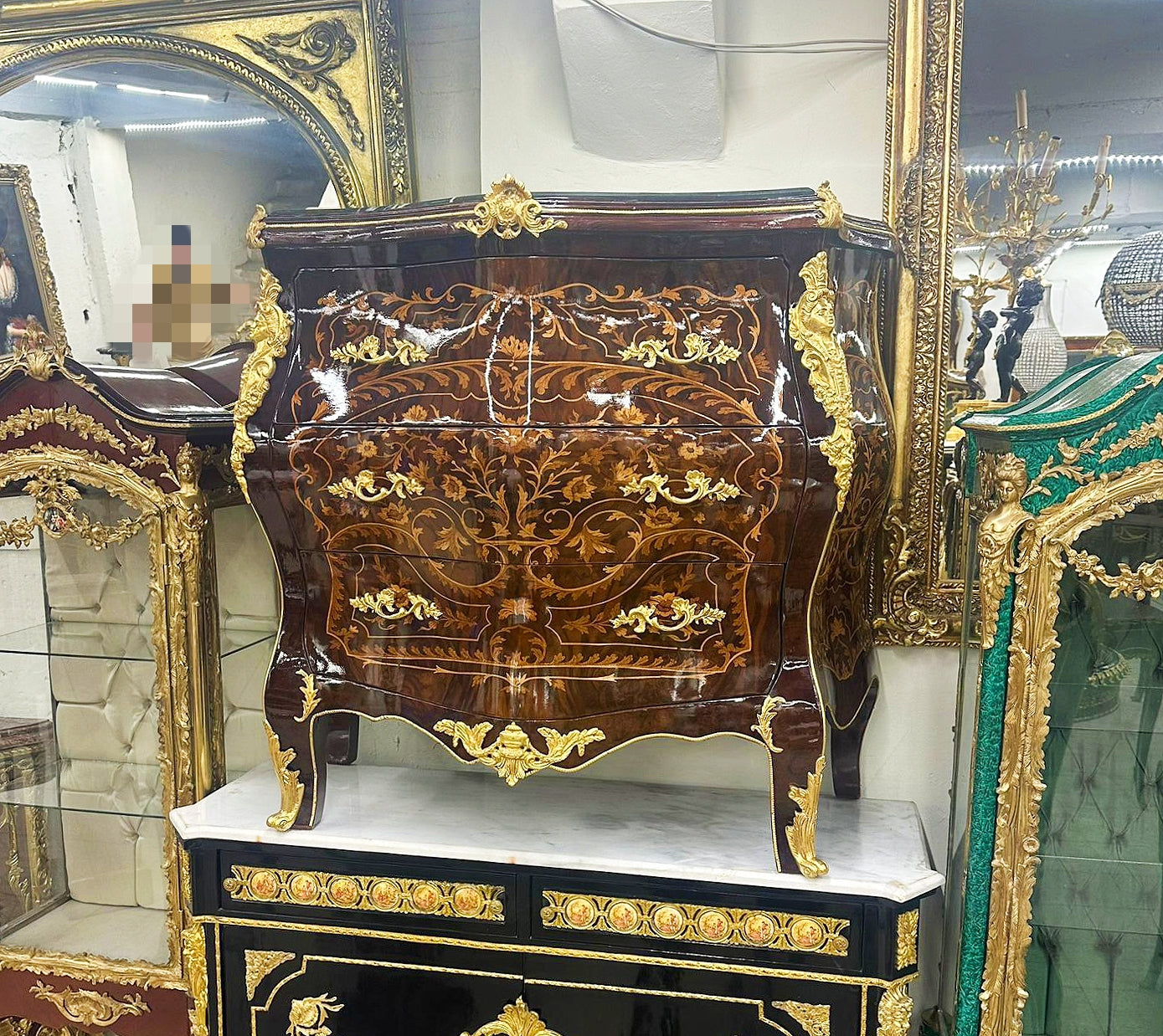 Louis XV Style Brown Commode Cabinet Bronze Details Late 19th Century